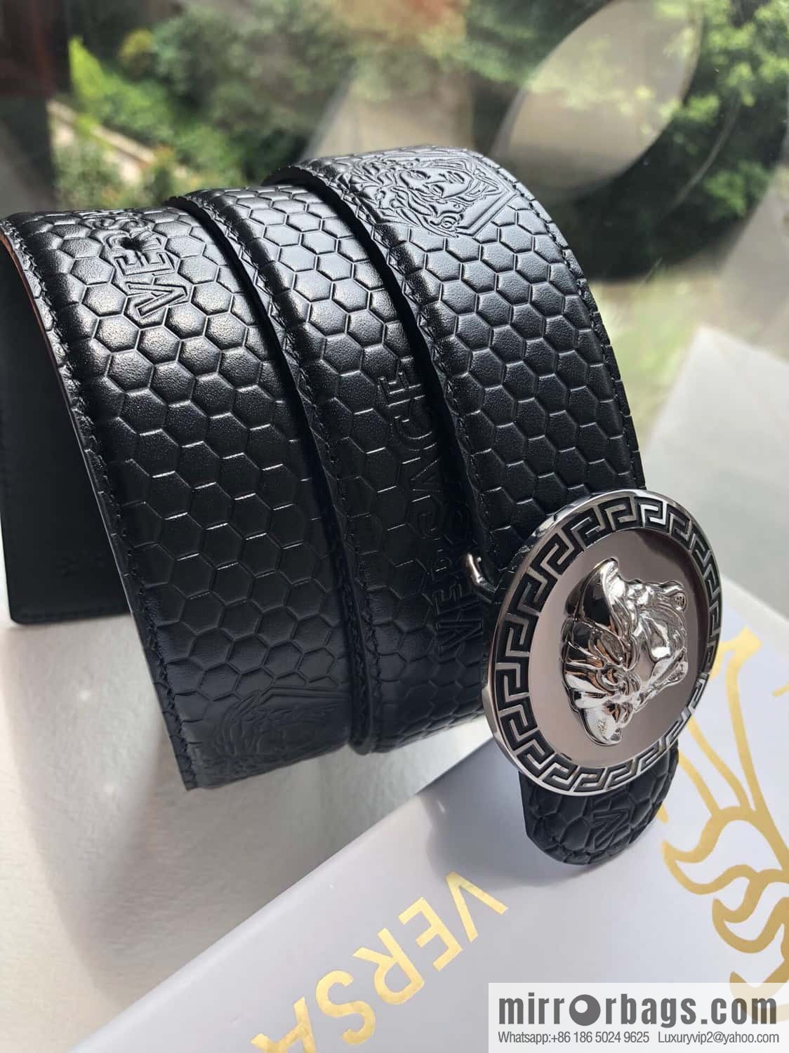 VERSACE Versace, Stainless Steel Medusa Metal Buckle Men's Black First Cowhide Belt 3.8cm