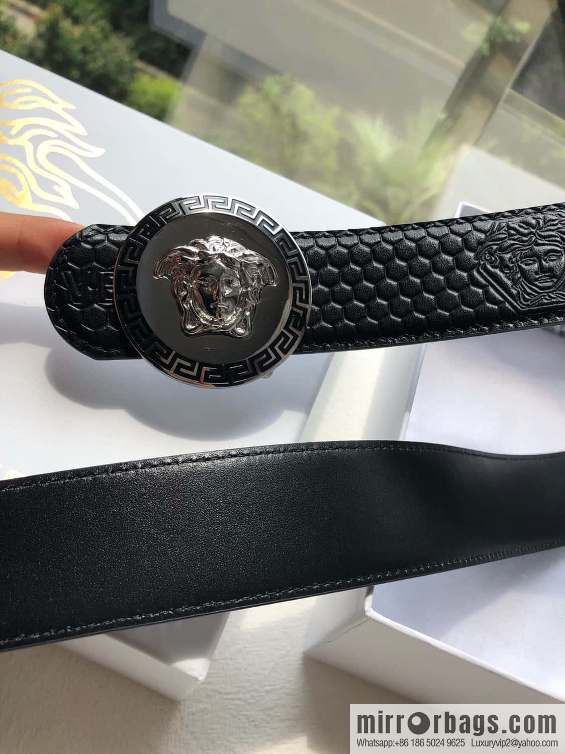 VERSACE Versace, Stainless Steel Medusa Metal Buckle Men's Black First Cowhide Belt 3.8cm