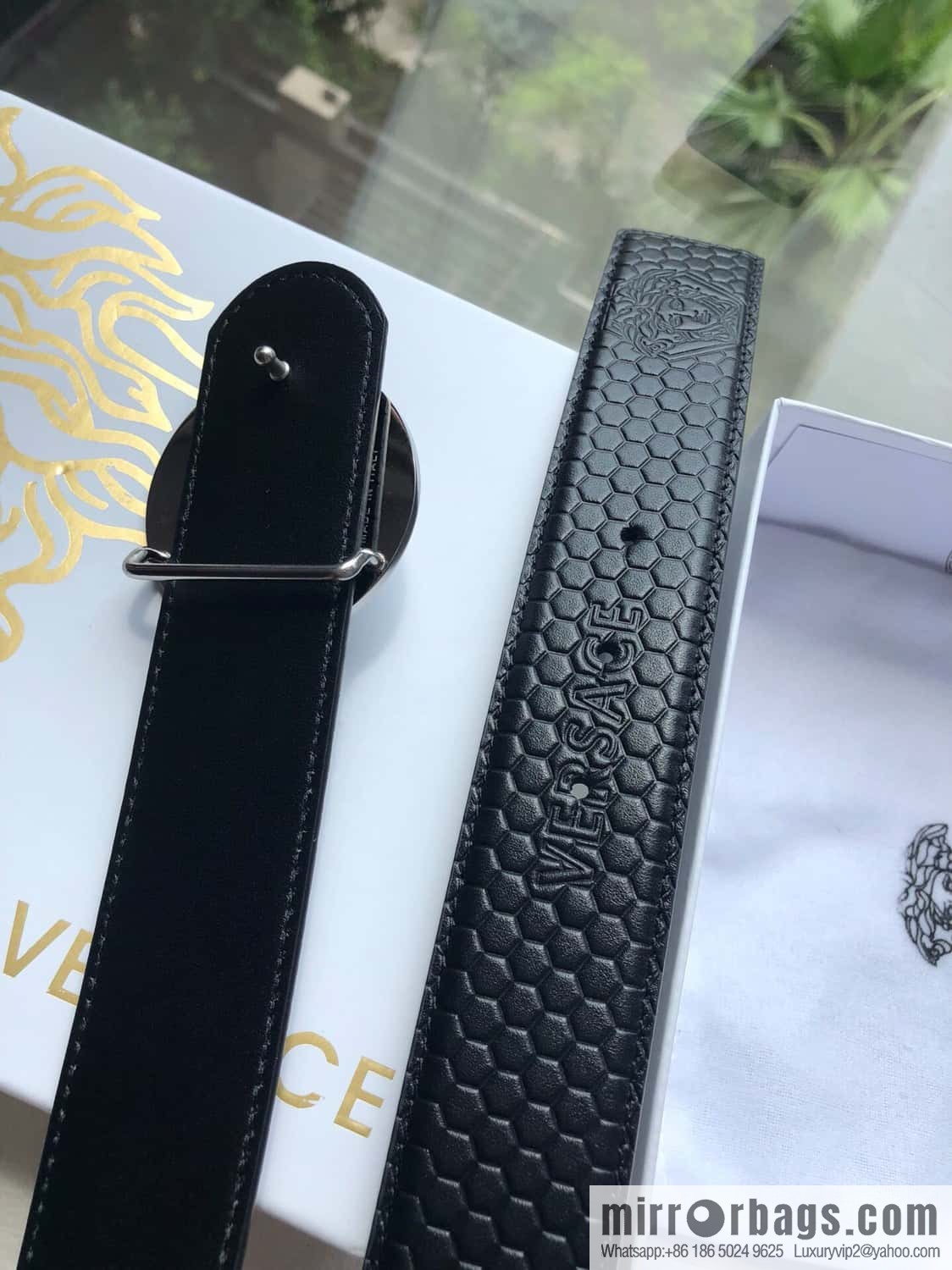 VERSACE Versace, Stainless Steel Medusa Metal Buckle Men's Black First Cowhide Belt 3.8cm