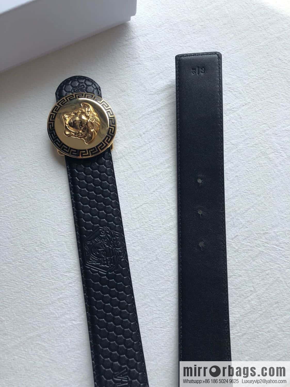 VERSACE Versace, Stainless Steel Medusa Metal Buckle Men's Black First Cowhide Belt 3.8cm