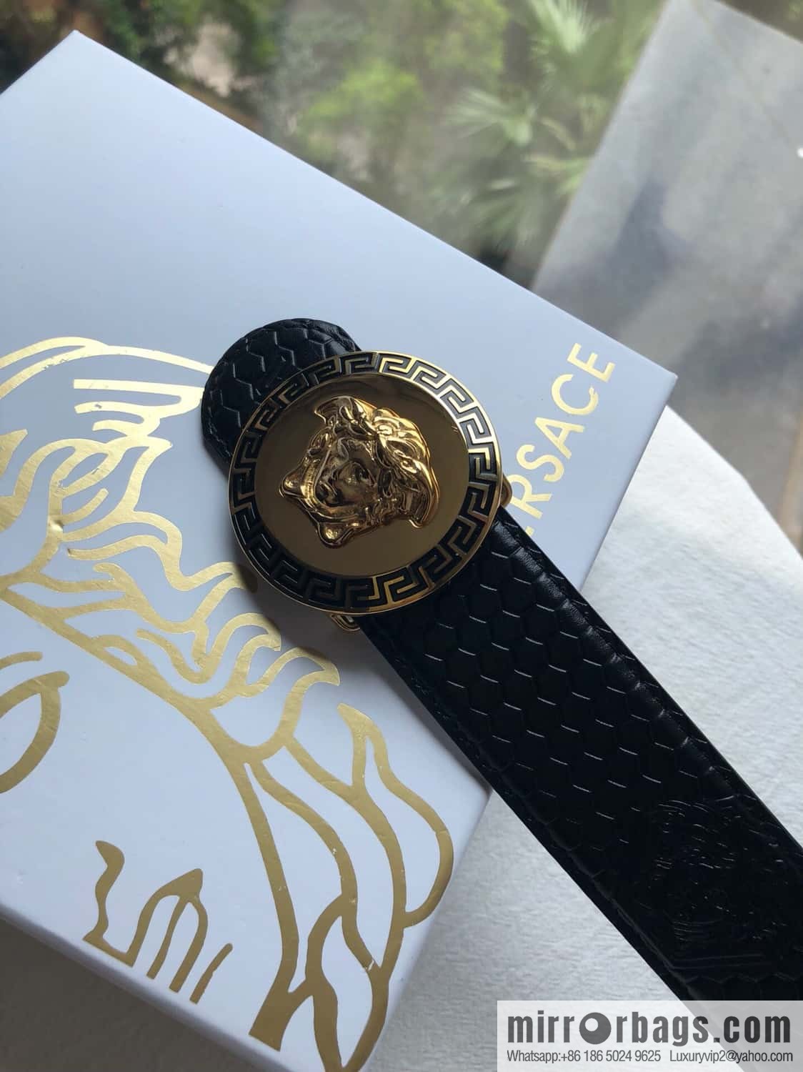 VERSACE Versace, Stainless Steel Medusa Metal Buckle Men's Black First Cowhide Belt 3.8cm