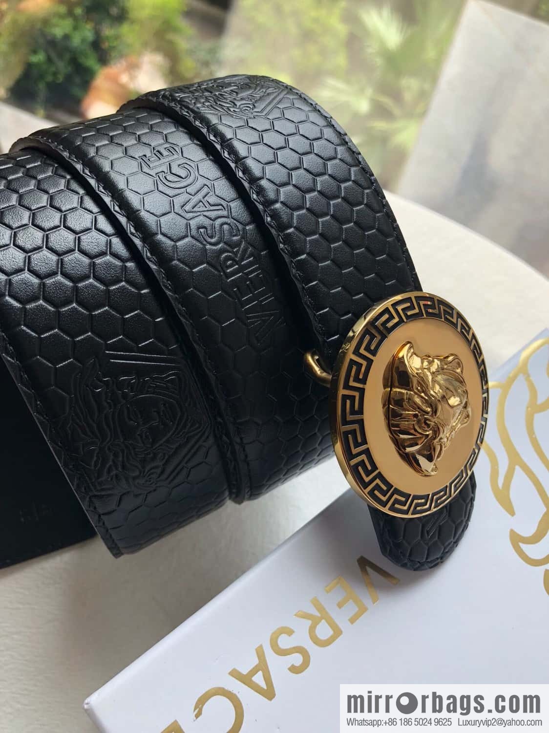 VERSACE Versace, Stainless Steel Medusa Metal Buckle Men's Black First Cowhide Belt 3.8cm