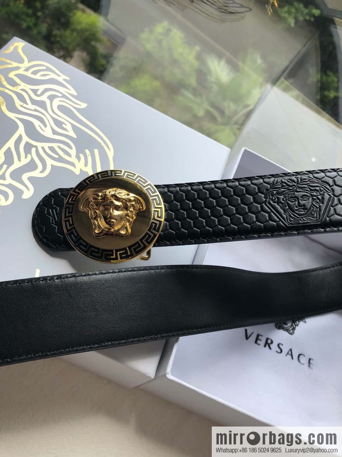 VERSACE Versace, Stainless Steel Medusa Metal Buckle Men's Black First Cowhide Belt 3.8cm