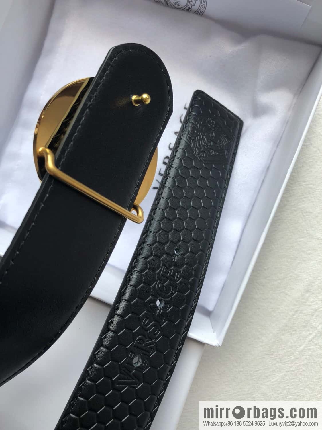 VERSACE Versace, Stainless Steel Medusa Metal Buckle Men's Black First Cowhide Belt 3.8cm