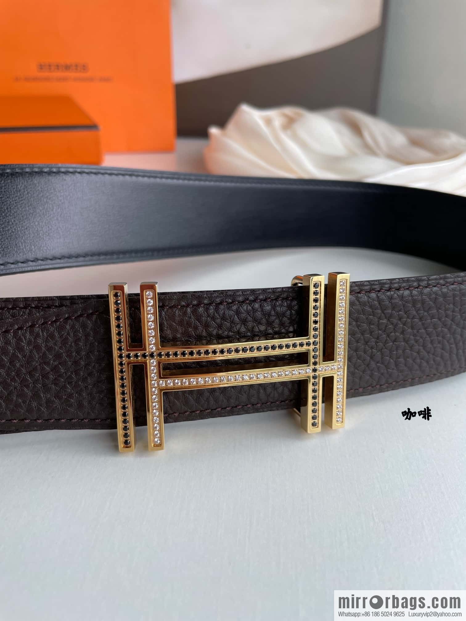 HERMES-Hermès, Double H Diamond Metal Buckle Men's 3.8cm Belt