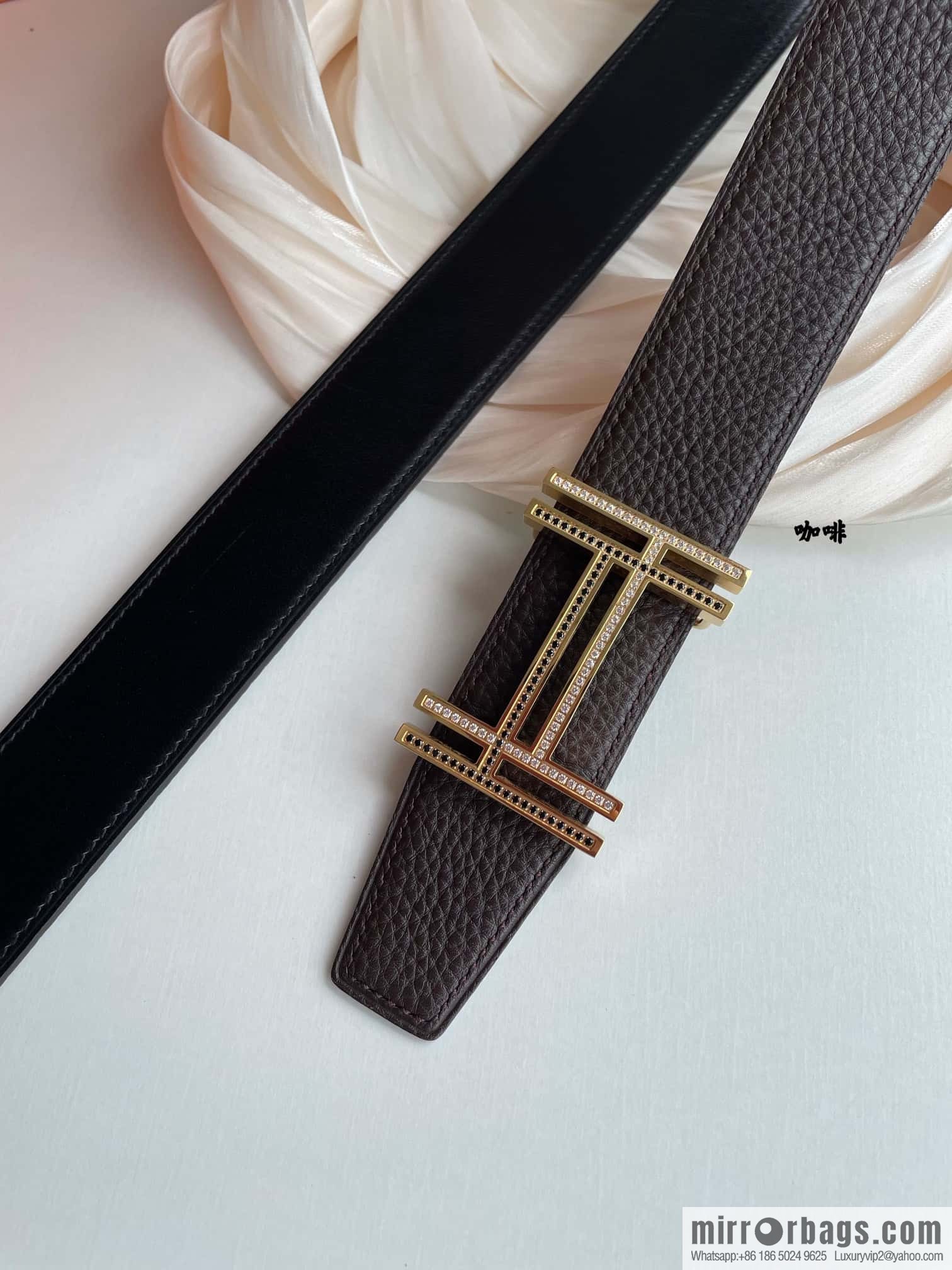 HERMES-Hermès, Double H Diamond Metal Buckle Men's 3.8cm Belt