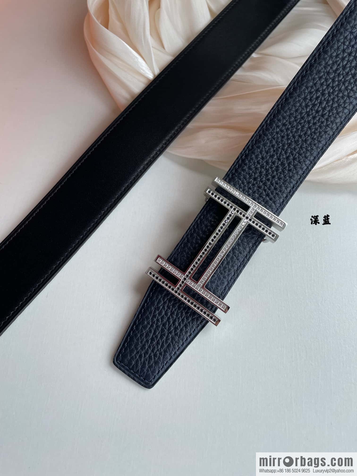 HERMES-Hermès, Double H Diamond Metal Buckle Men's 3.8cm Belt