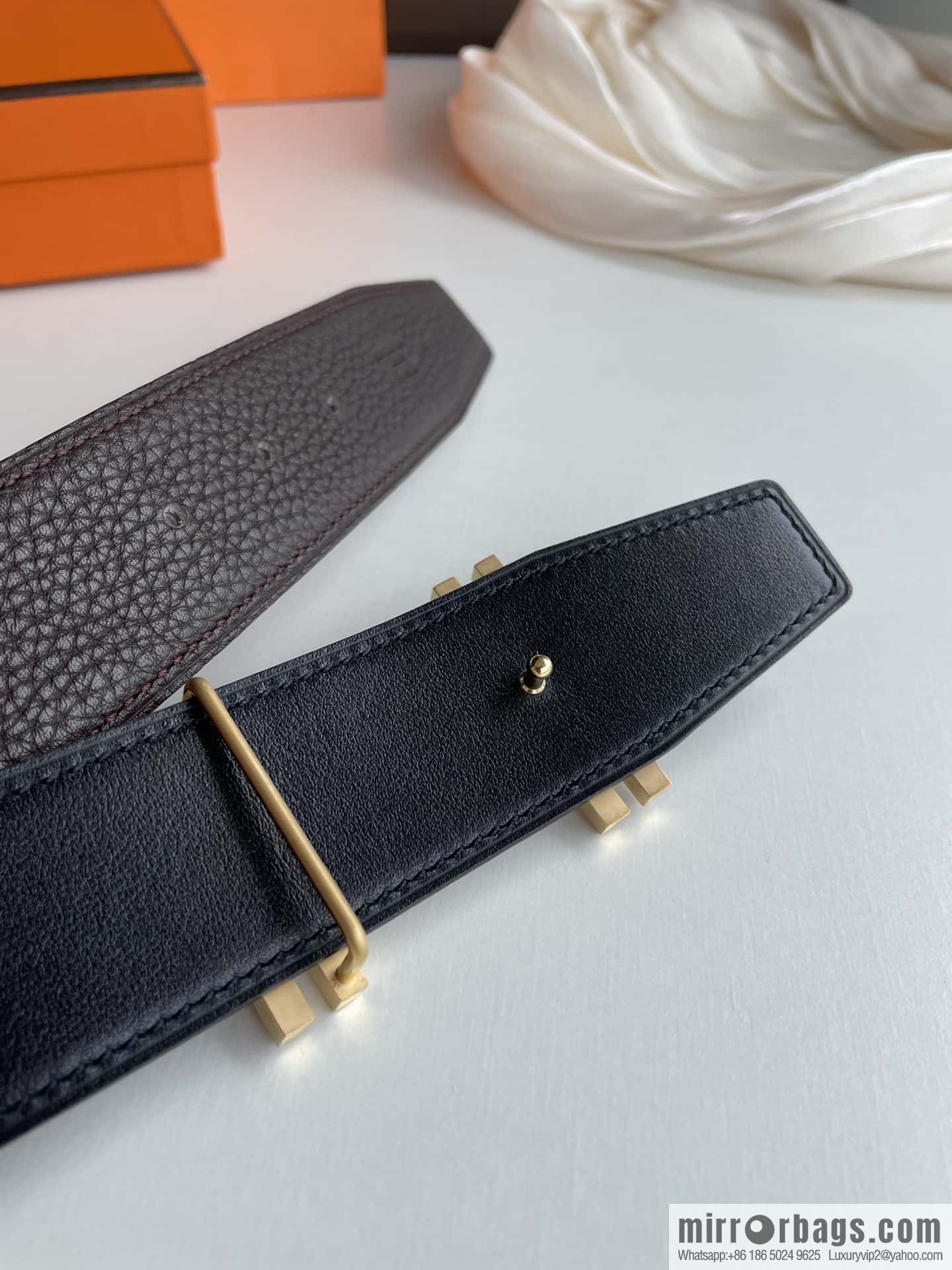 HERMES-Hermès, Double H Diamond Metal Buckle Men's 3.8cm Belt