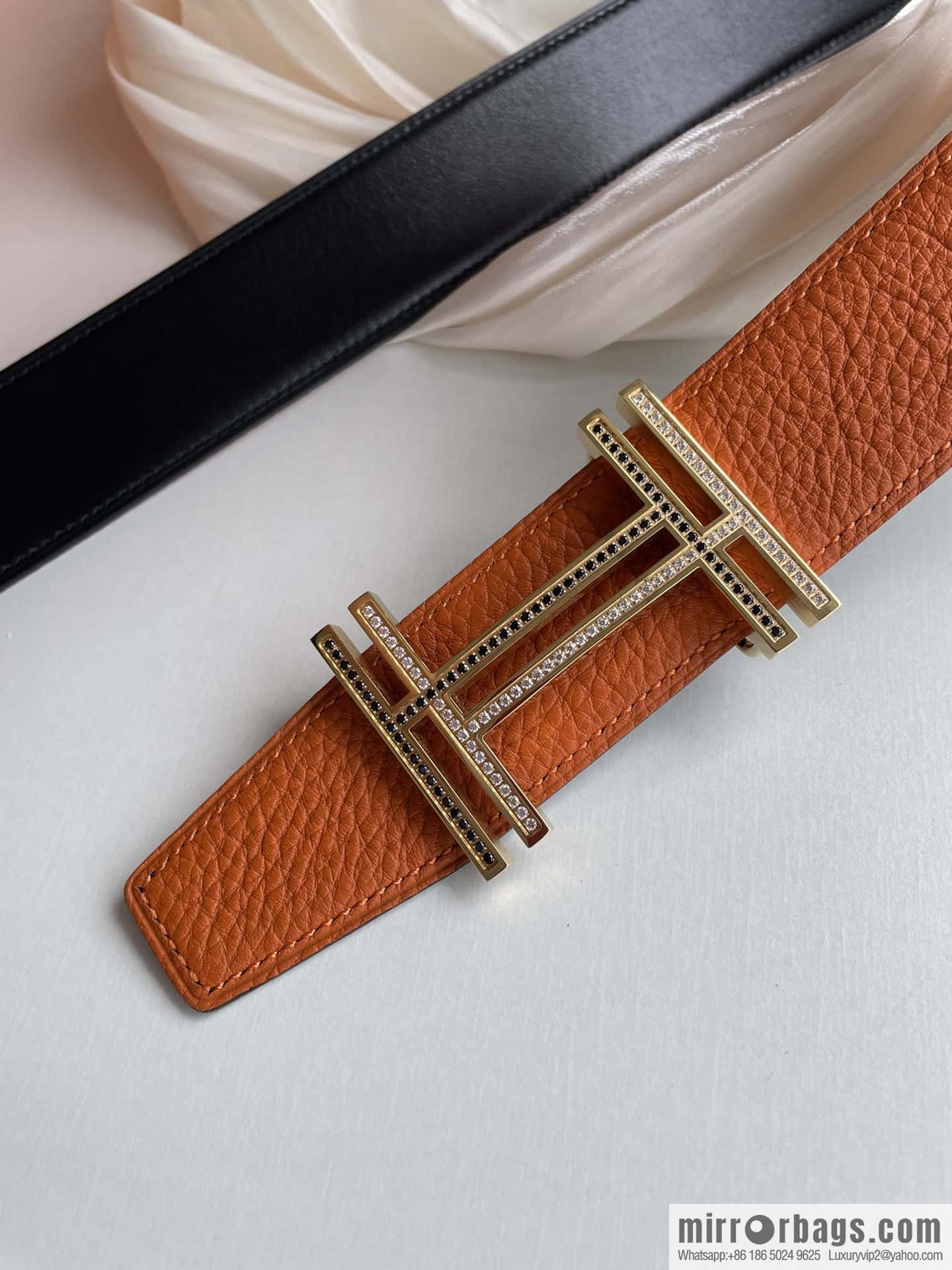 HERMES-Hermès, Double H Diamond Metal Buckle Men's 3.8cm Belt