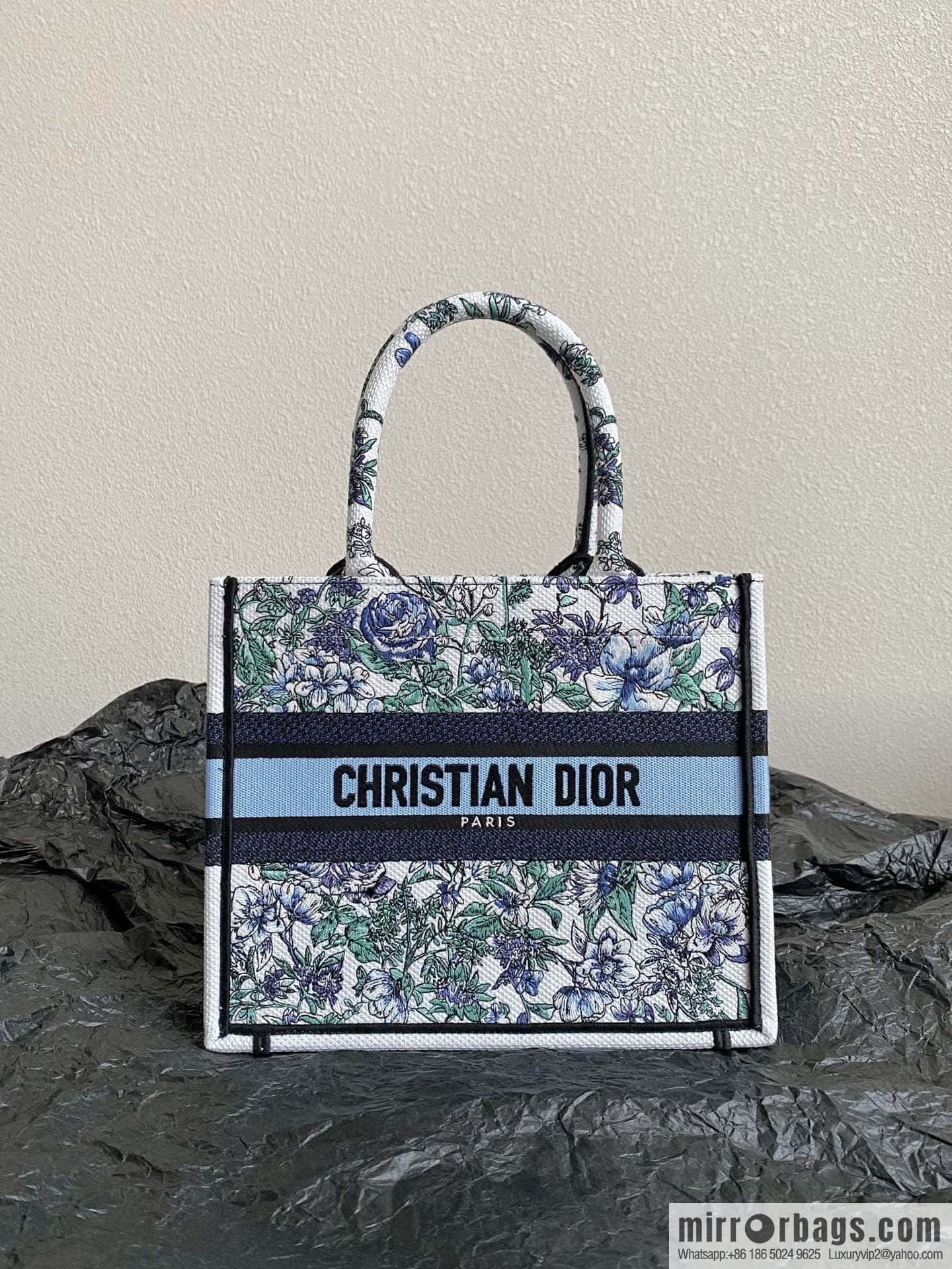DIOR S BOOK TOTE M1265 blue and white floral