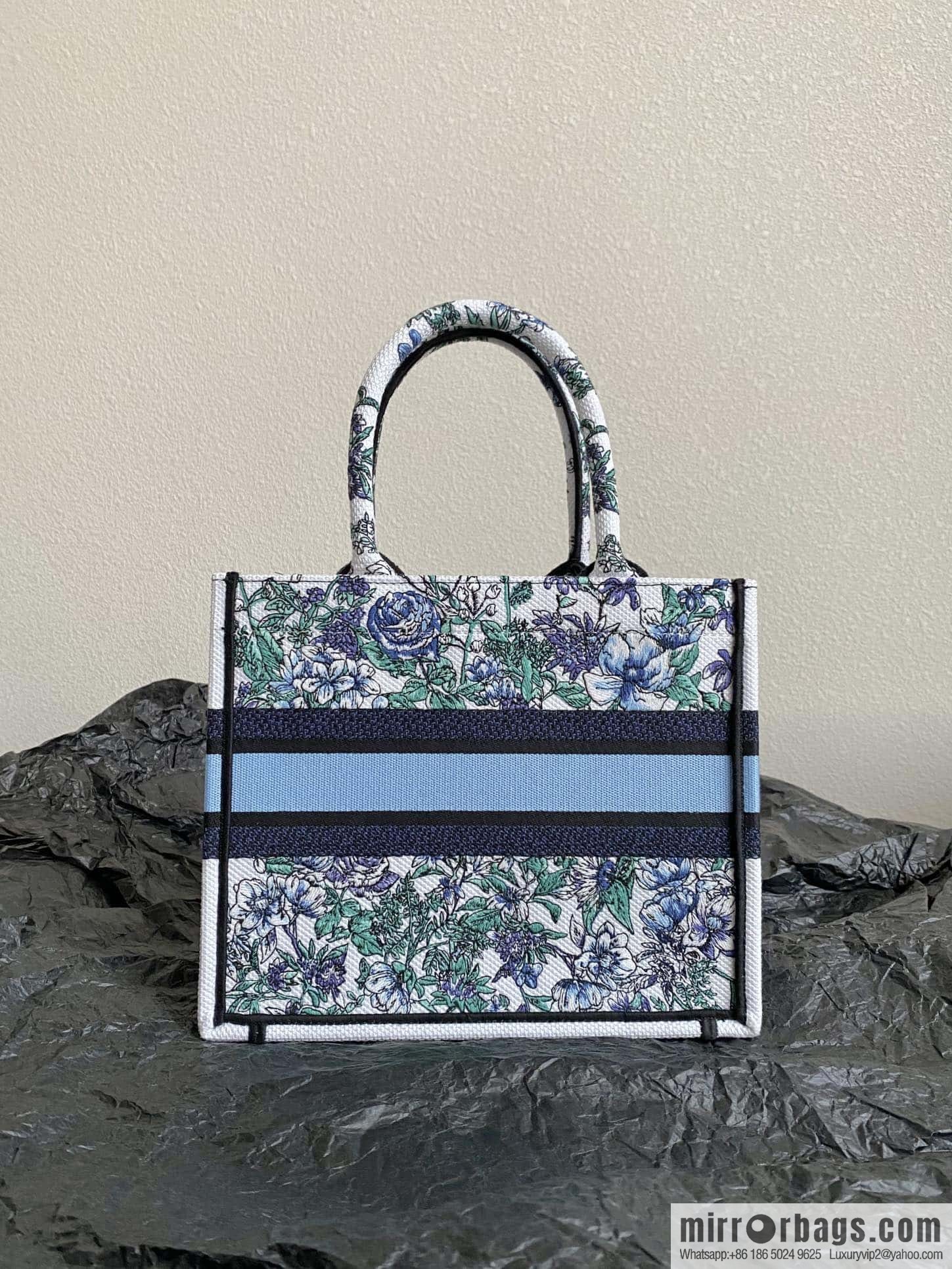 DIOR S BOOK TOTE M1265 blue and white floral