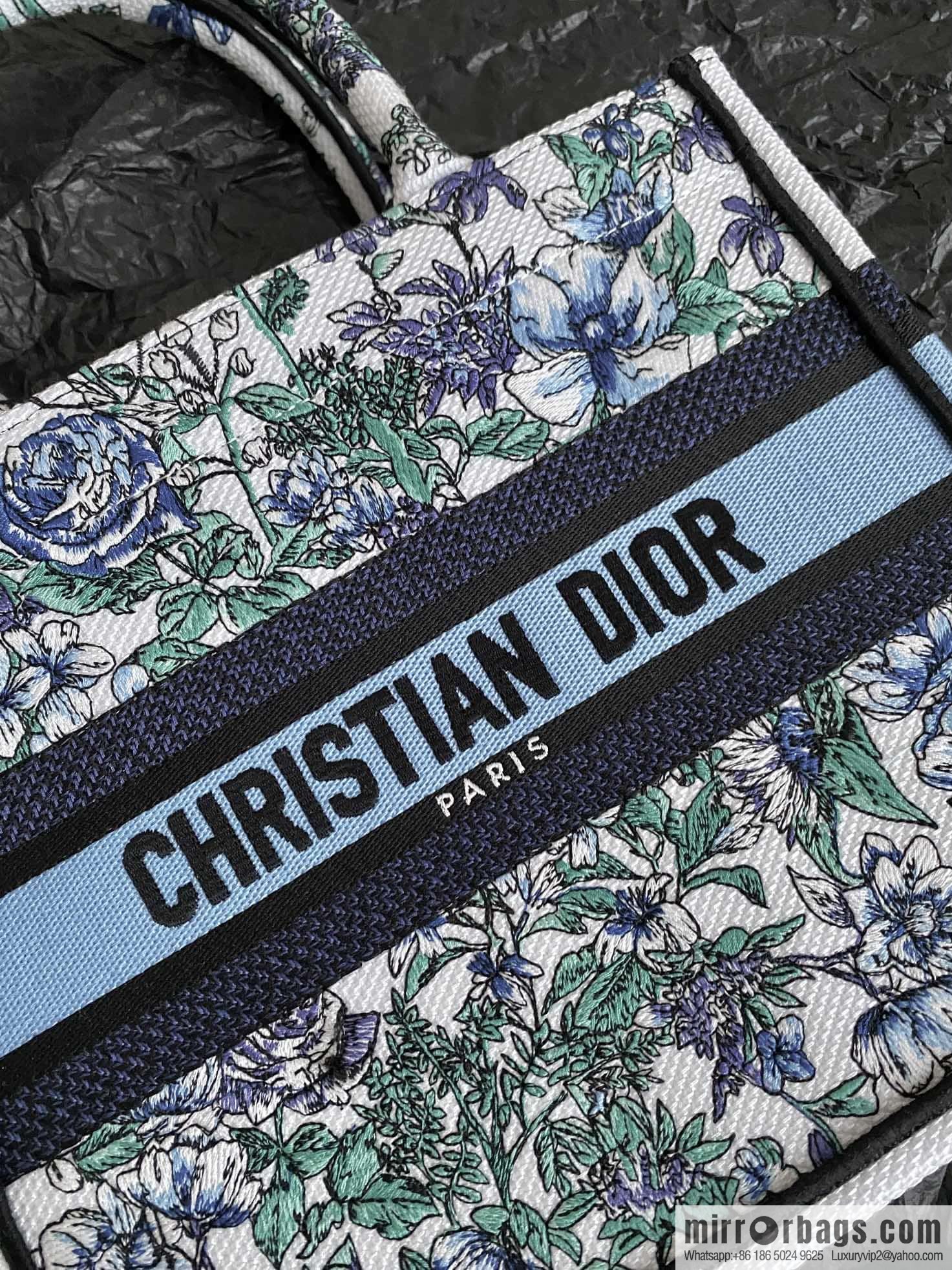 DIOR S BOOK TOTE M1265 blue and white floral