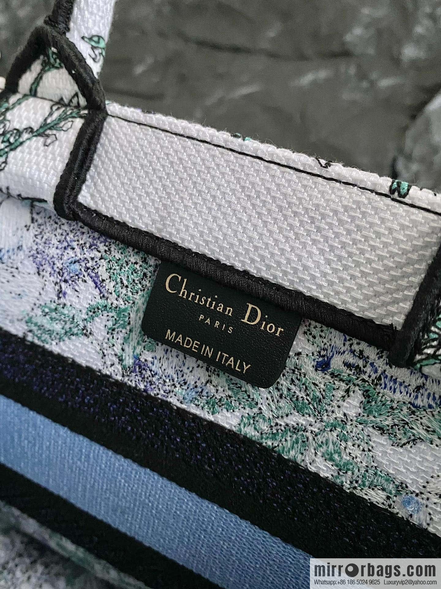 DIOR S BOOK TOTE M1265 blue and white floral