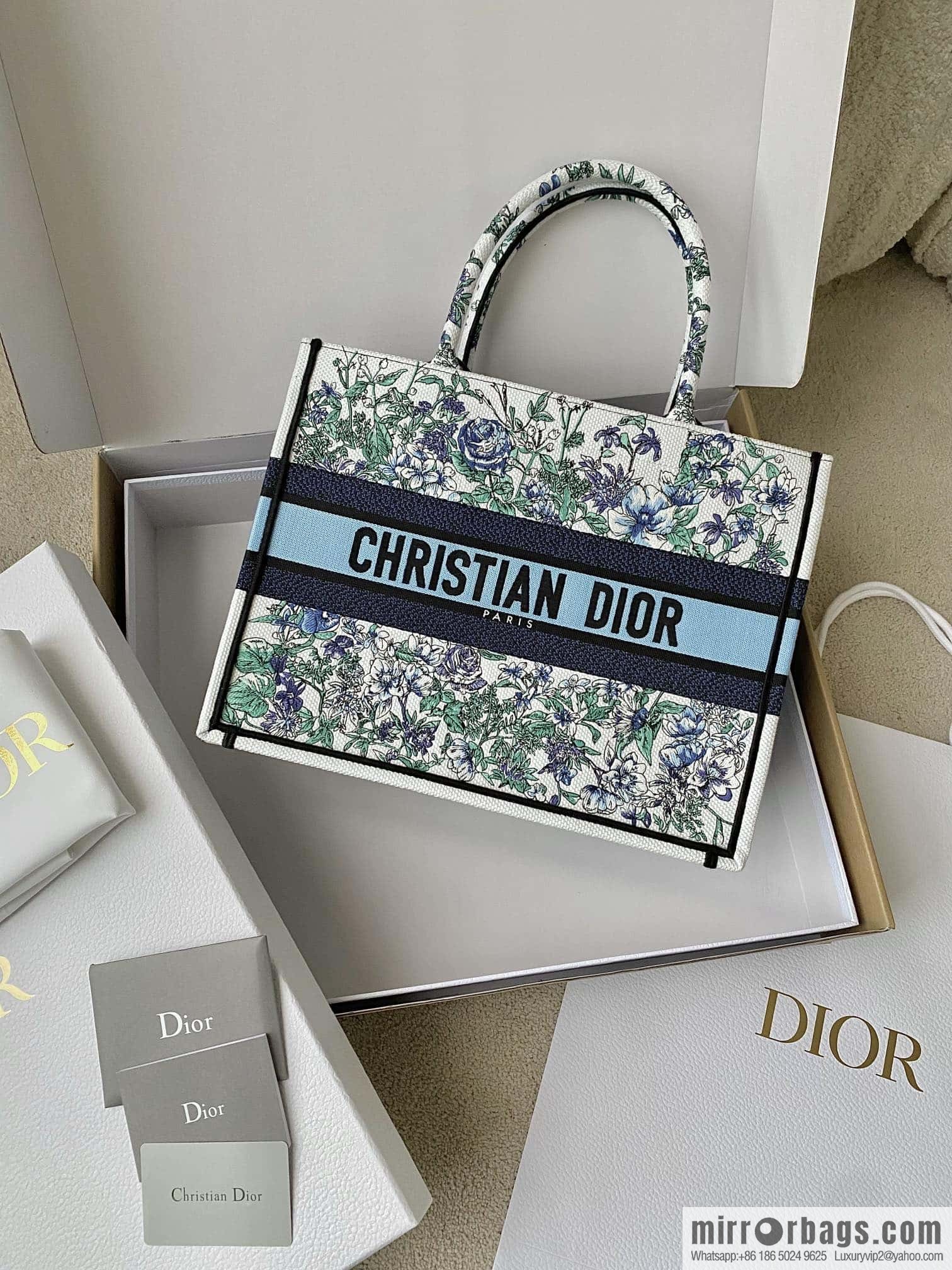 DIOR M BOOK TOTE M1296 blue and white floral