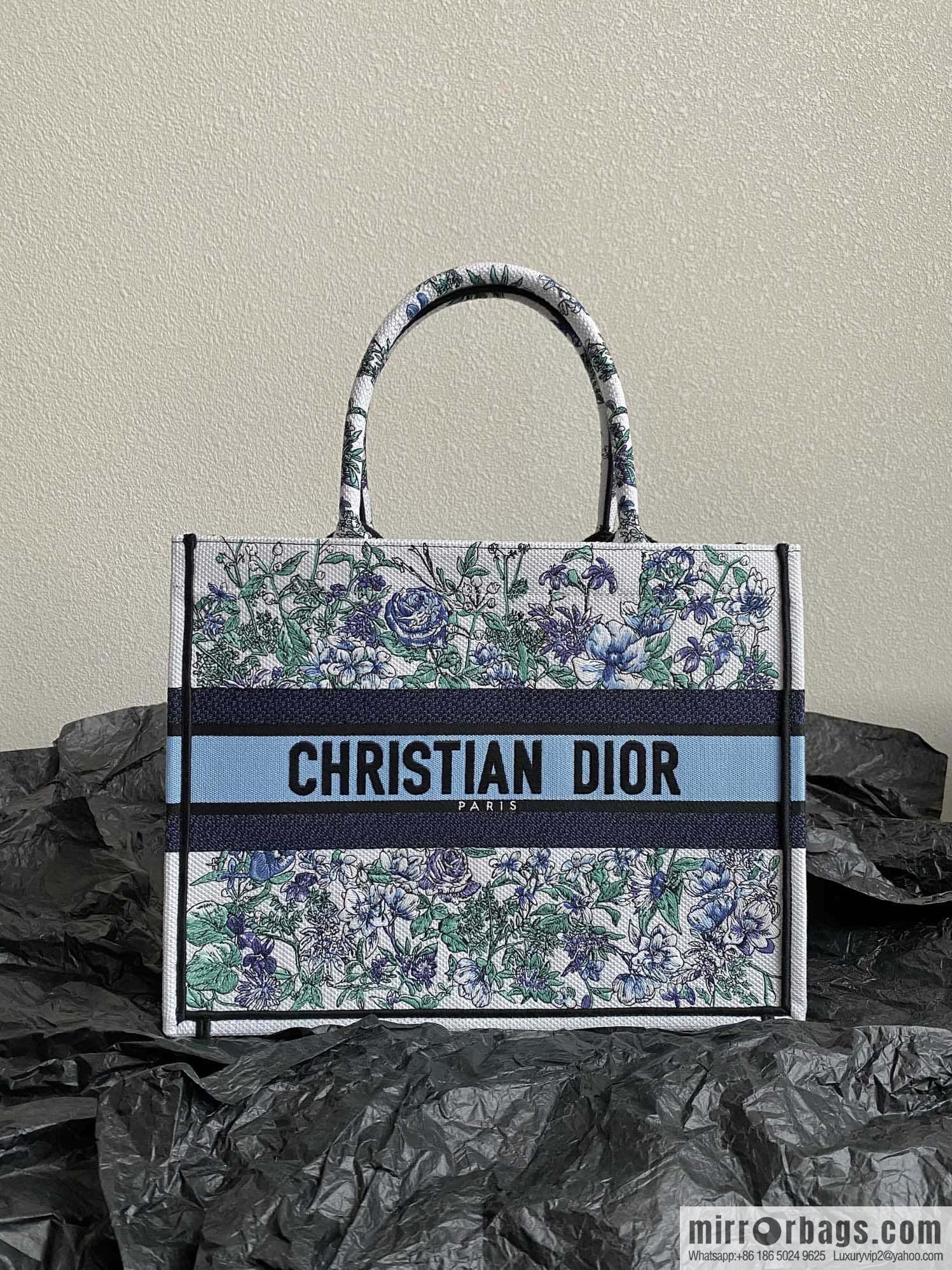 DIOR M BOOK TOTE M1296 blue and white floral