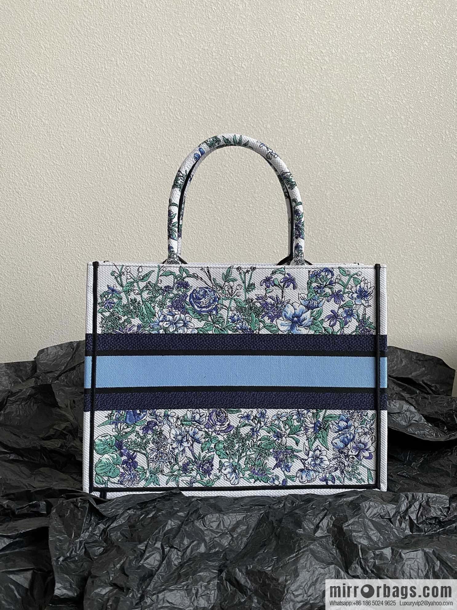 DIOR M BOOK TOTE M1296 blue and white floral
