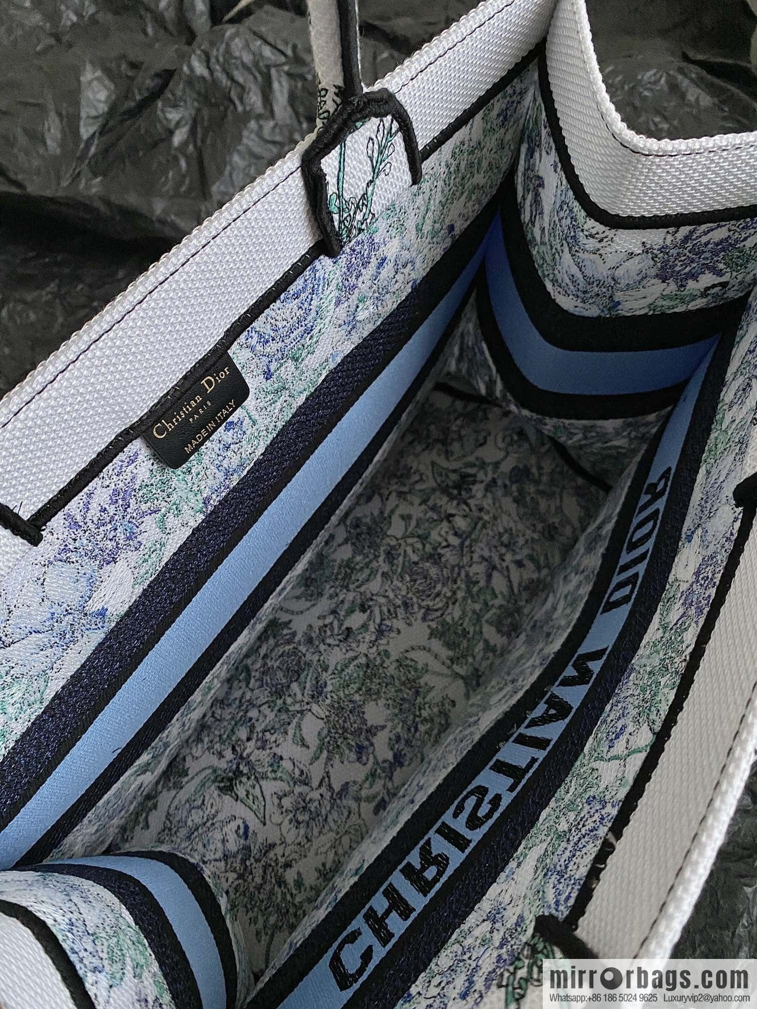 DIOR M BOOK TOTE M1296 blue and white floral