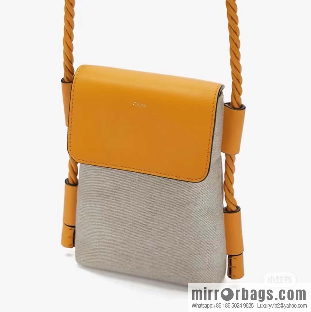 Chloe key X mobile phone bag, yellow cloth.
