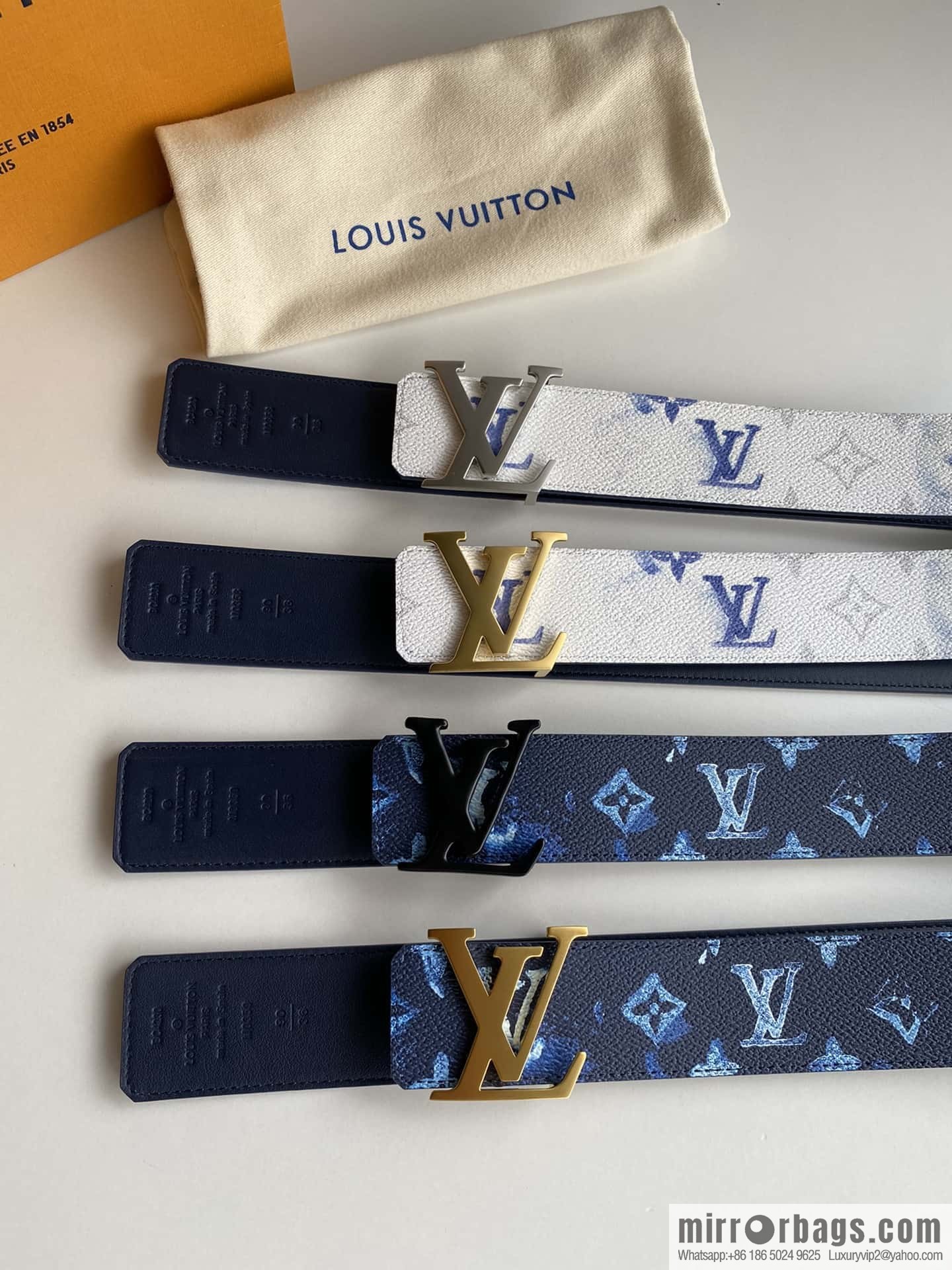 LV/Louis Vuitton Monogran pattern on canvas SHAPE 40mm double-sided belt