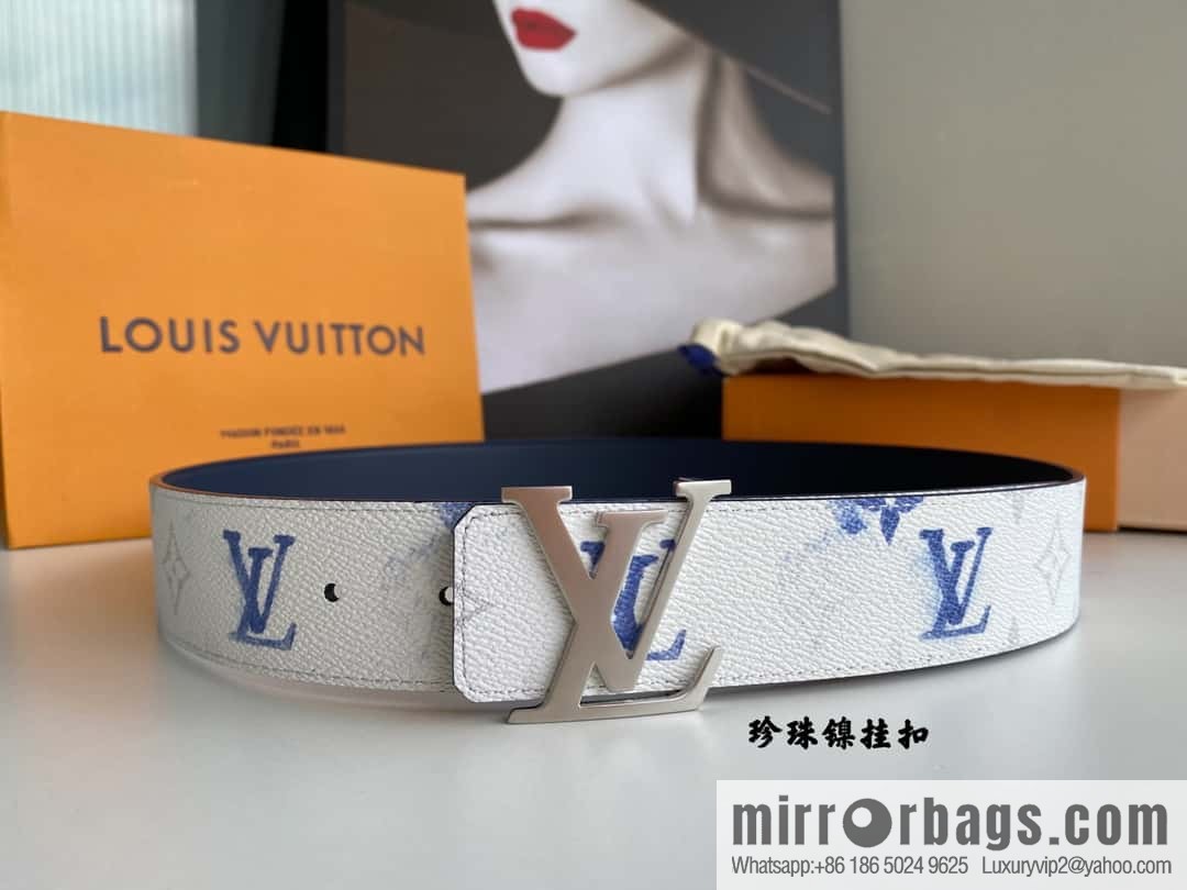 LV/Louis Vuitton Monogran pattern on canvas SHAPE 40mm double-sided belt