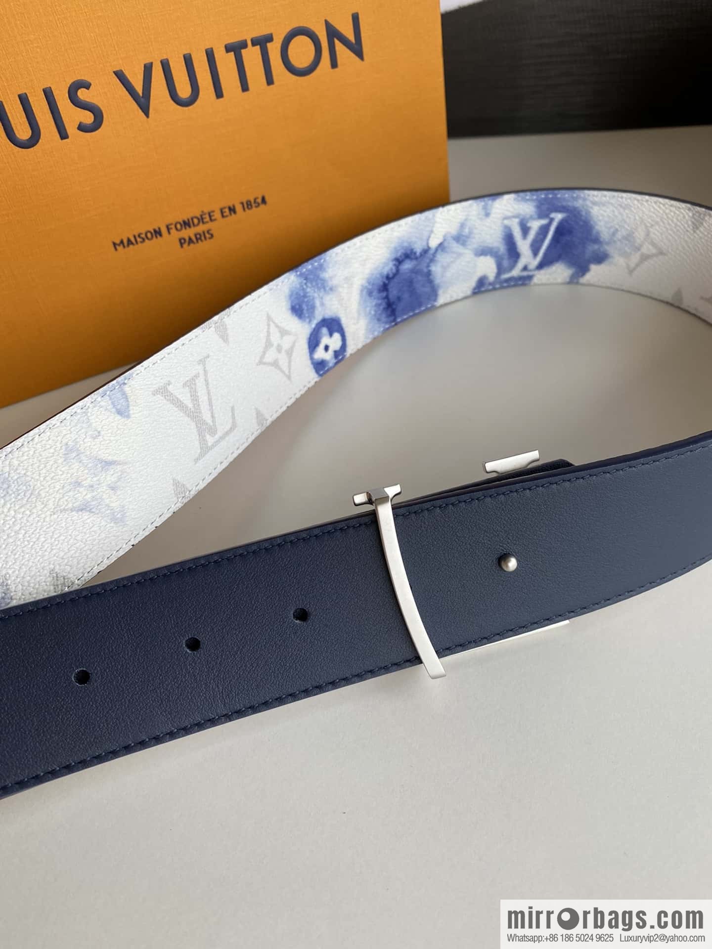 LV/Louis Vuitton Monogran pattern on canvas SHAPE 40mm double-sided belt