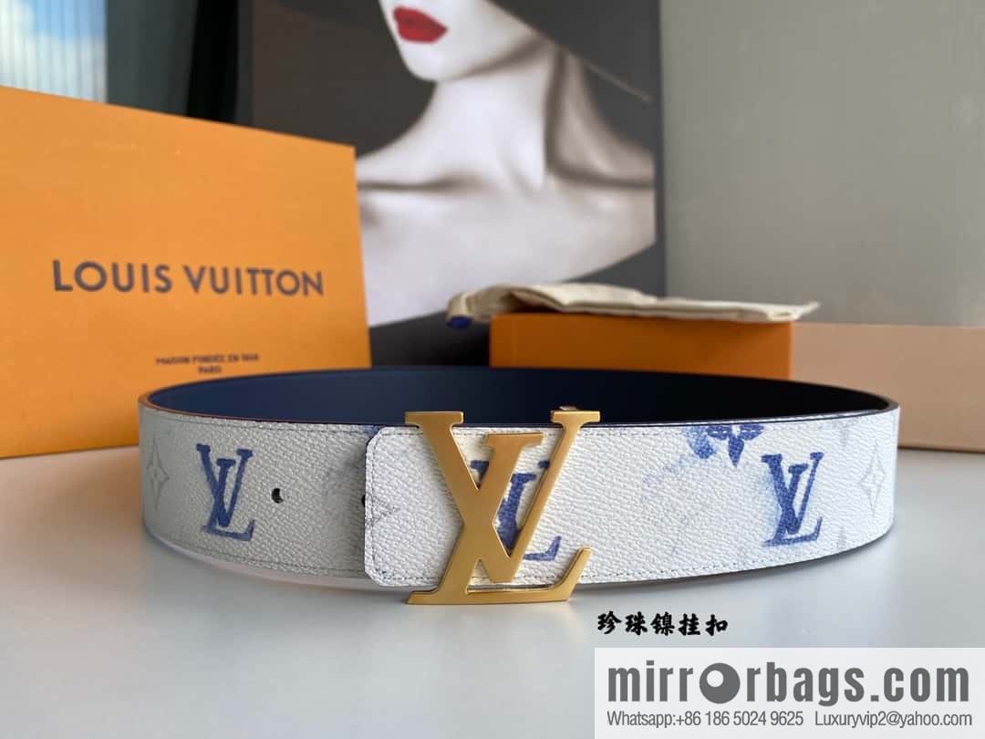 LV/Louis Vuitton Monogran pattern on canvas SHAPE 40mm double-sided belt