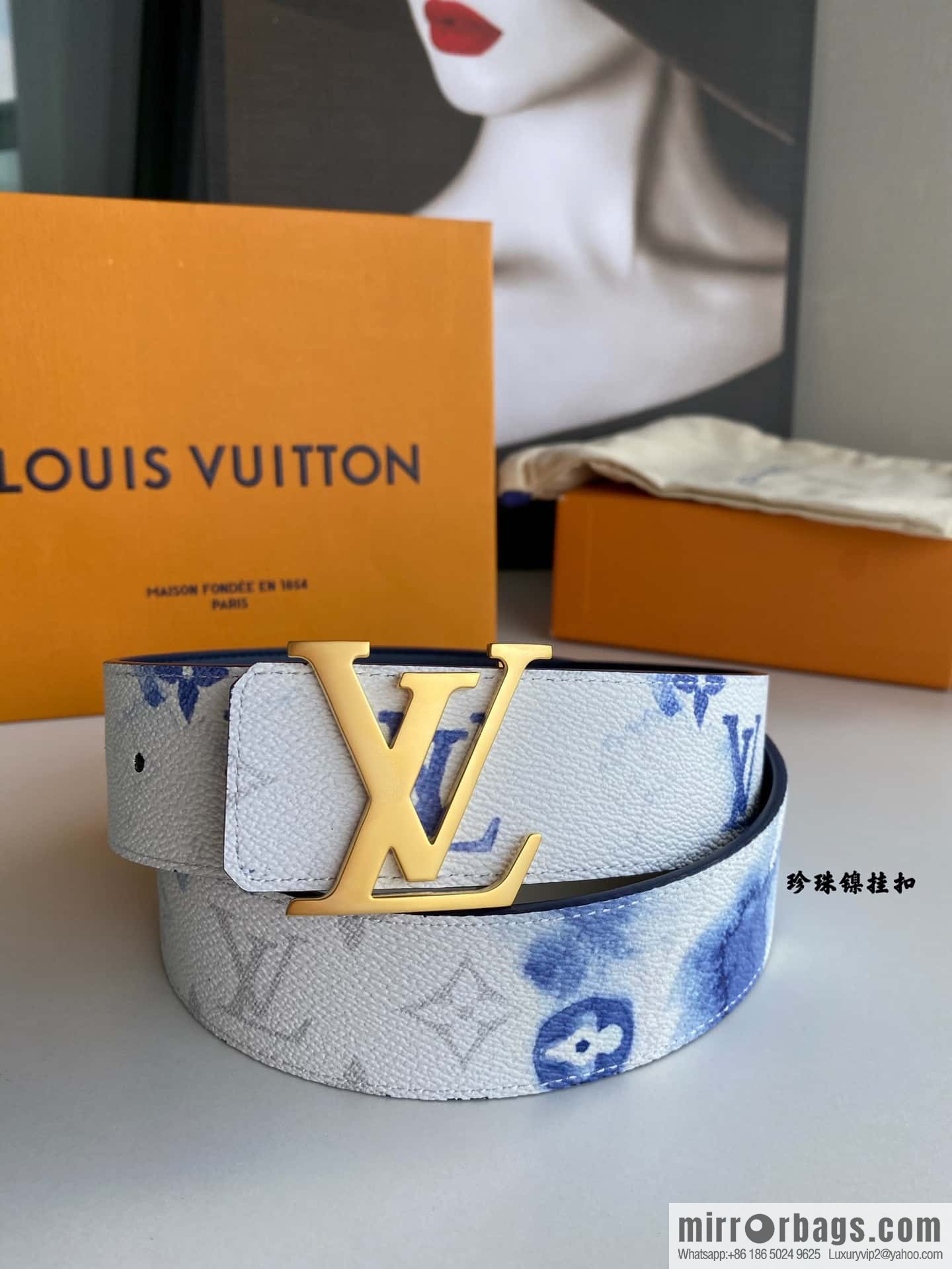 LV/Louis Vuitton Monogran pattern on canvas SHAPE 40mm double-sided belt
