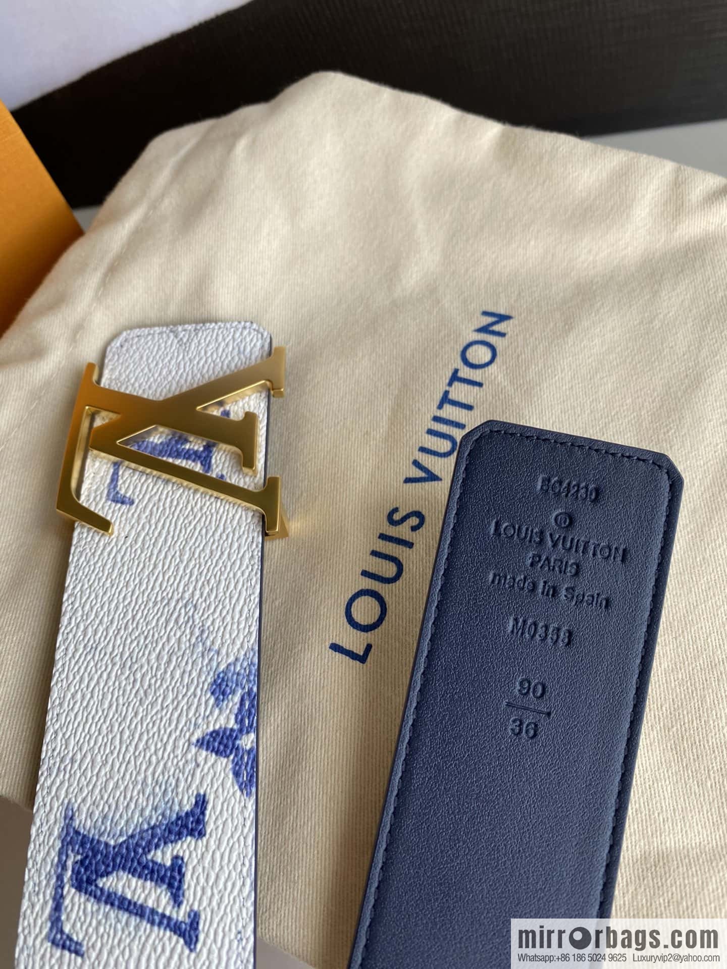 LV/Louis Vuitton Monogran pattern on canvas SHAPE 40mm double-sided belt