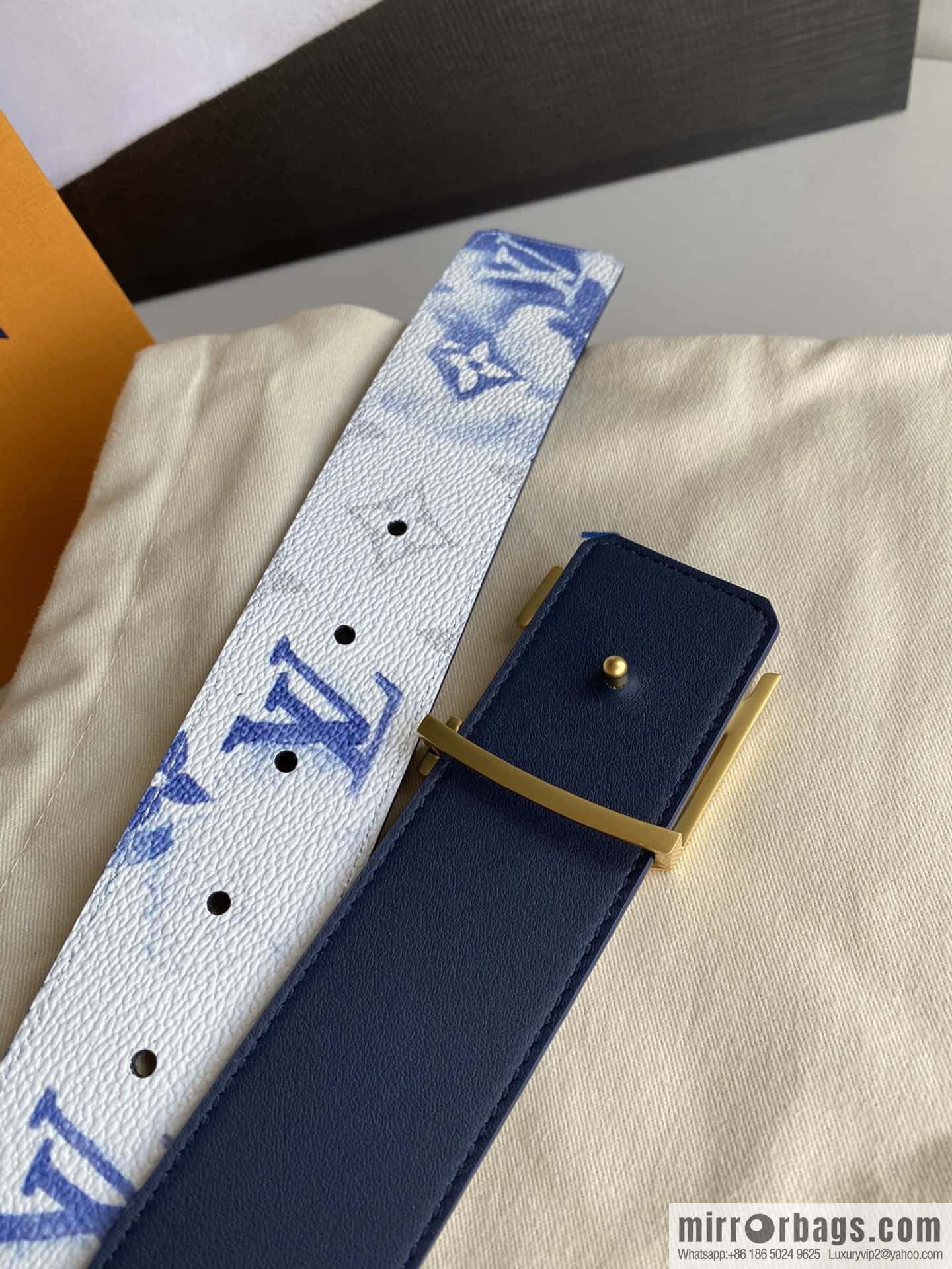 LV/Louis Vuitton Monogran pattern on canvas SHAPE 40mm double-sided belt