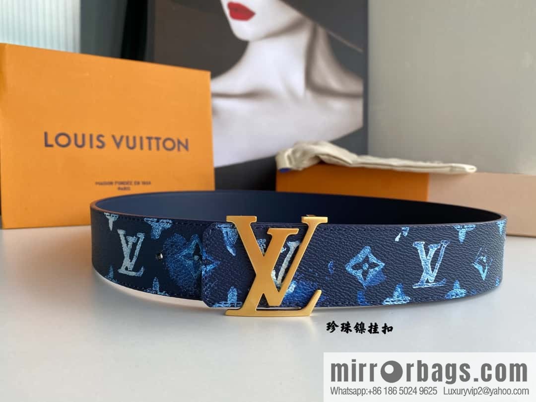 LV/Louis Vuitton Monogran pattern on canvas SHAPE 40mm double-sided belt