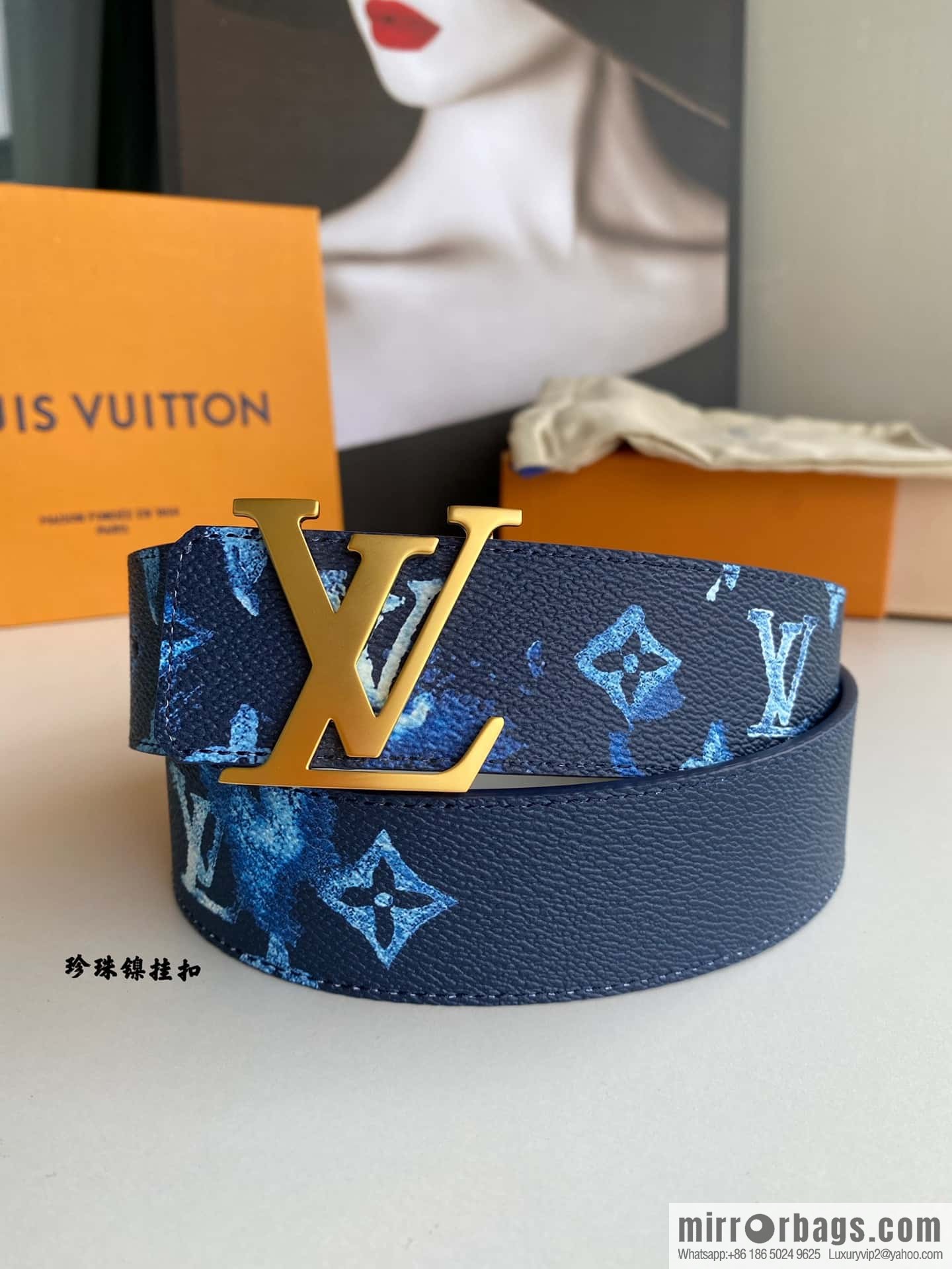 LV/Louis Vuitton Monogran pattern on canvas SHAPE 40mm double-sided belt