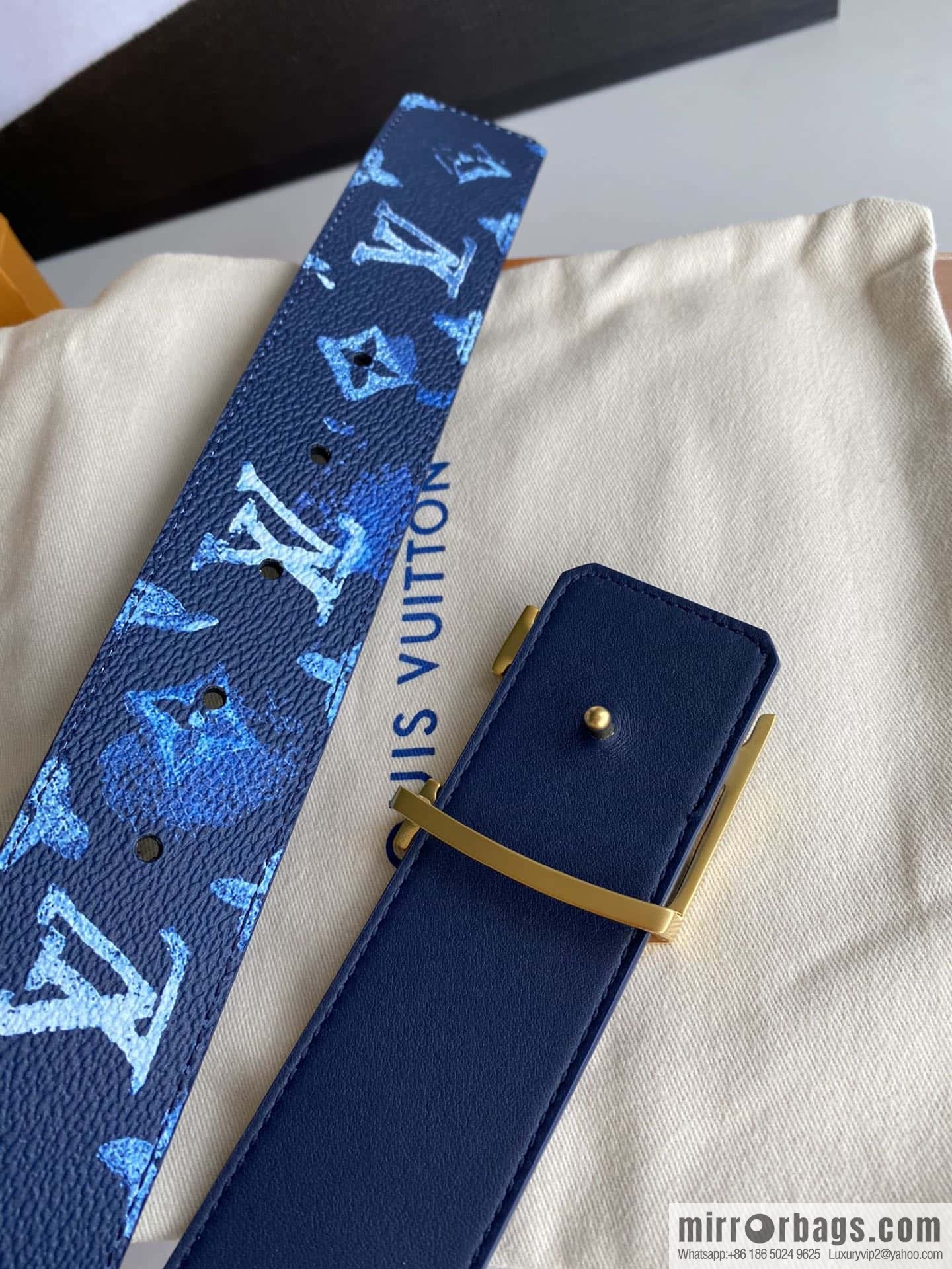 LV/Louis Vuitton Monogran pattern on canvas SHAPE 40mm double-sided belt