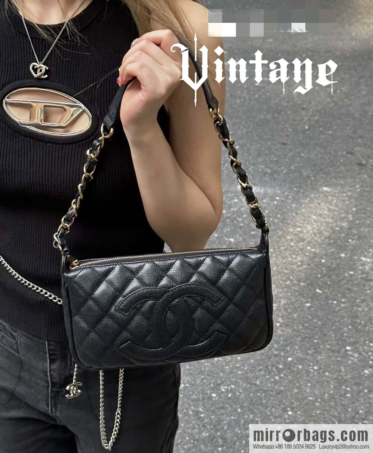 CHANEL CNNe same popular medieval armpit bag A50920 black