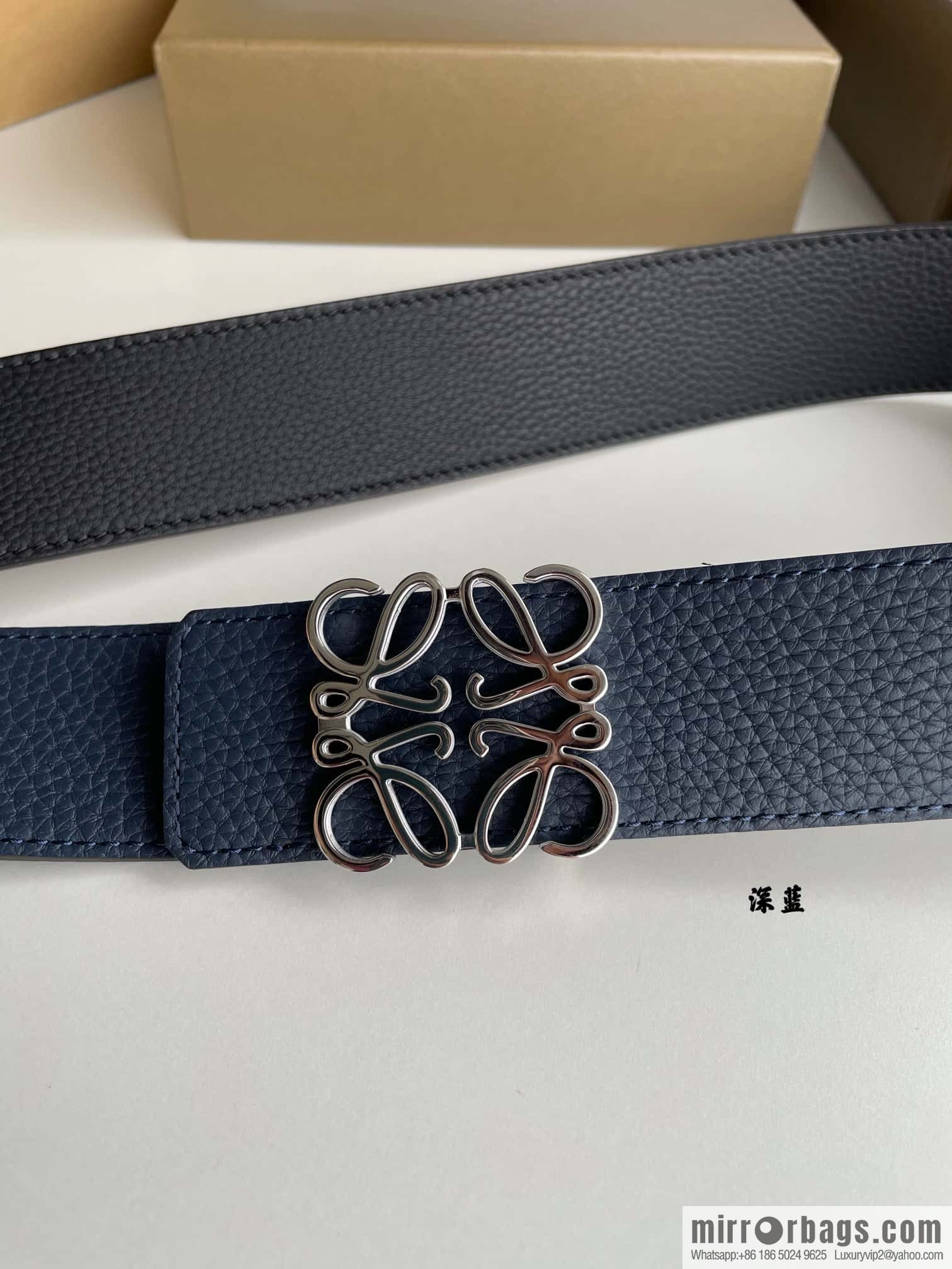 LOEVE Luo Yiwei stainless steel logo pattern metal buckle with the first layer of cowhide double-sided belt 40mm