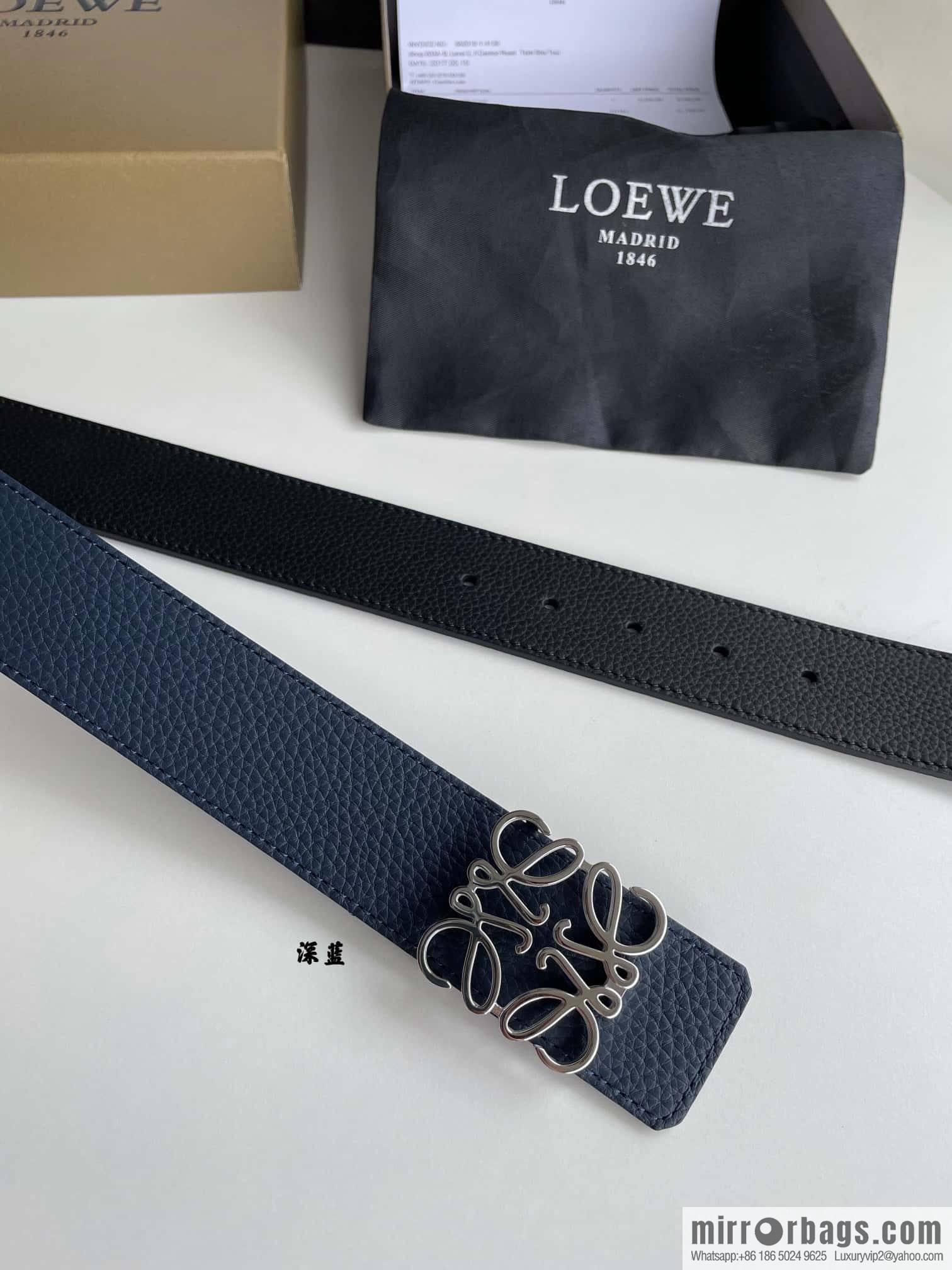 LOEVE Luo Yiwei stainless steel logo pattern metal buckle with the first layer of cowhide double-sided belt 40mm