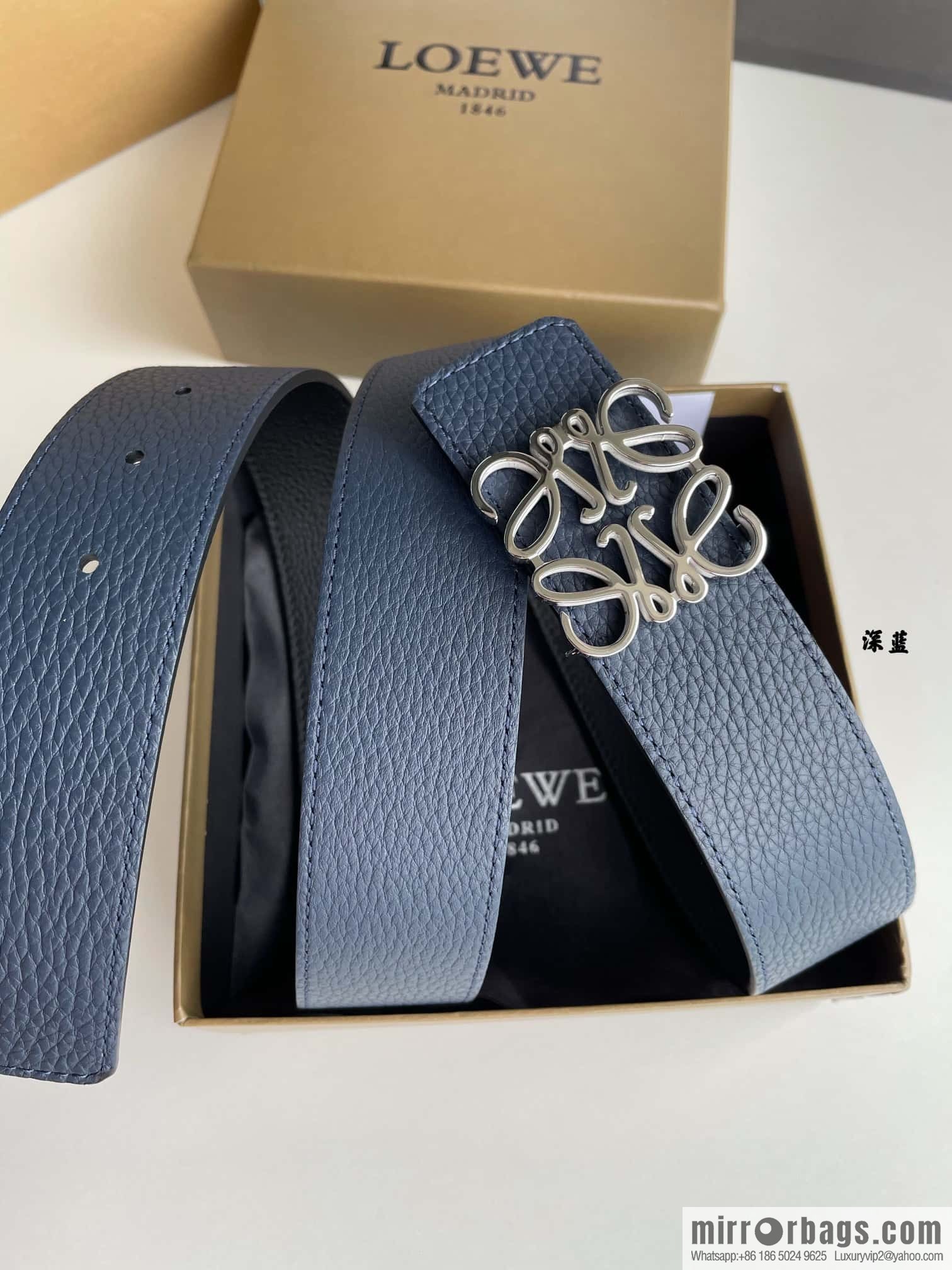 LOEVE Luo Yiwei stainless steel logo pattern metal buckle with the first layer of cowhide double-sided belt 40mm