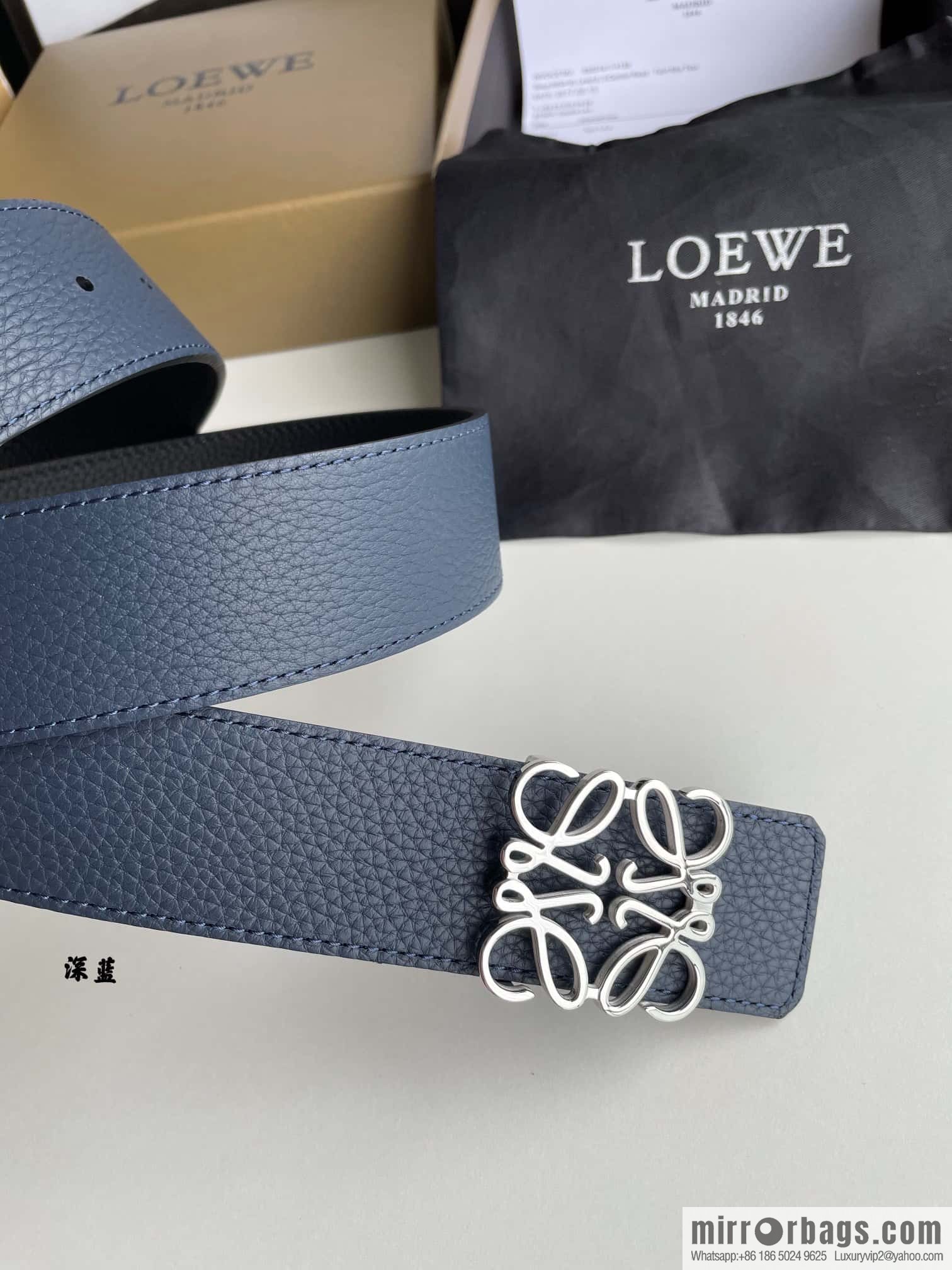 LOEVE Luo Yiwei stainless steel logo pattern metal buckle with the first layer of cowhide double-sided belt 40mm