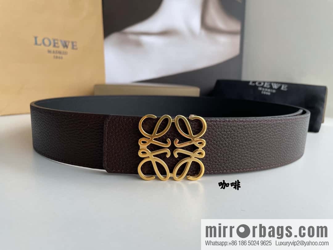 LOEVE Luo Yiwei stainless steel logo pattern metal buckle with the first layer of cowhide double-sided belt 40mm