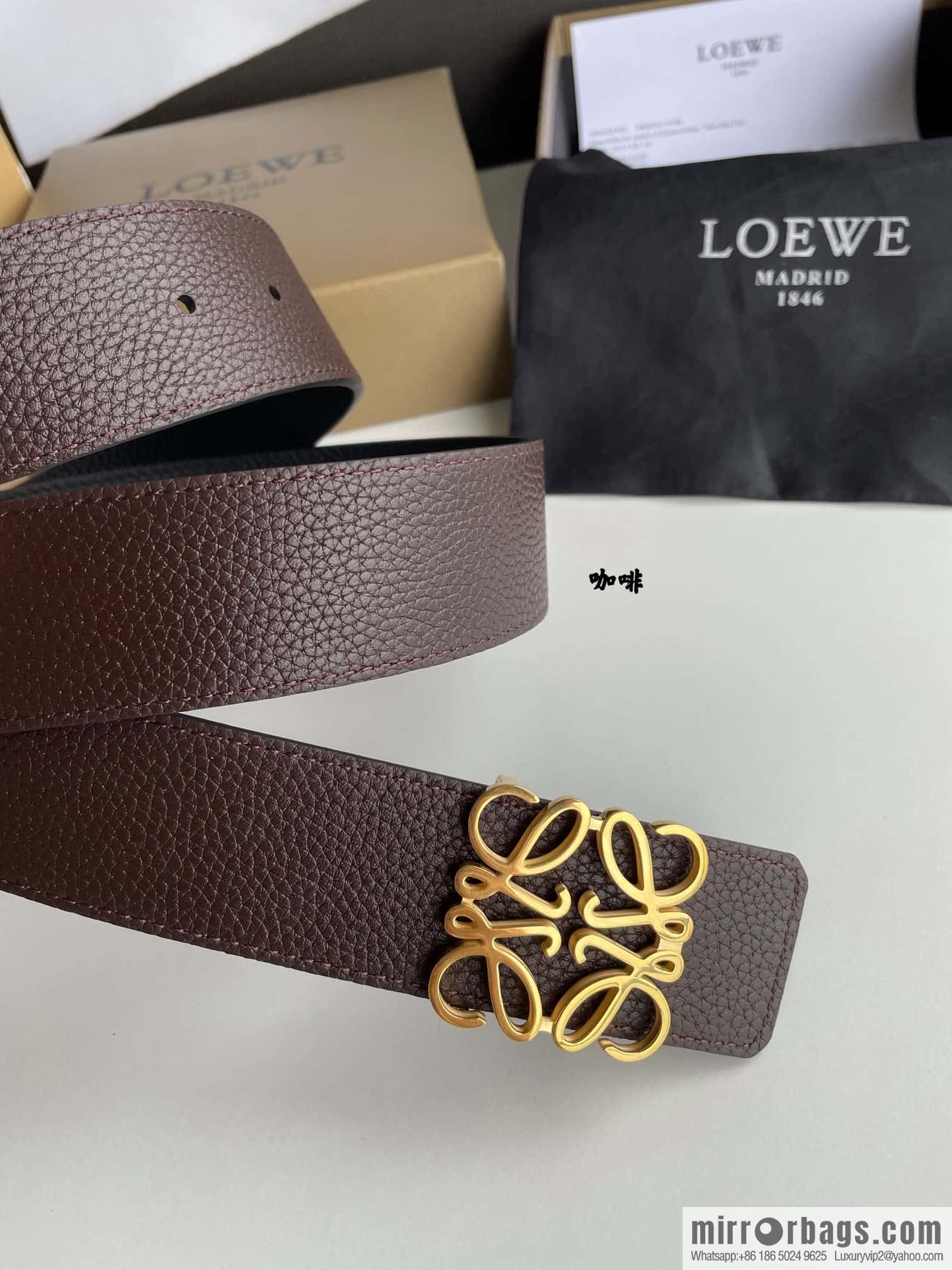 LOEVE Luo Yiwei stainless steel logo pattern metal buckle with the first layer of cowhide double-sided belt 40mm