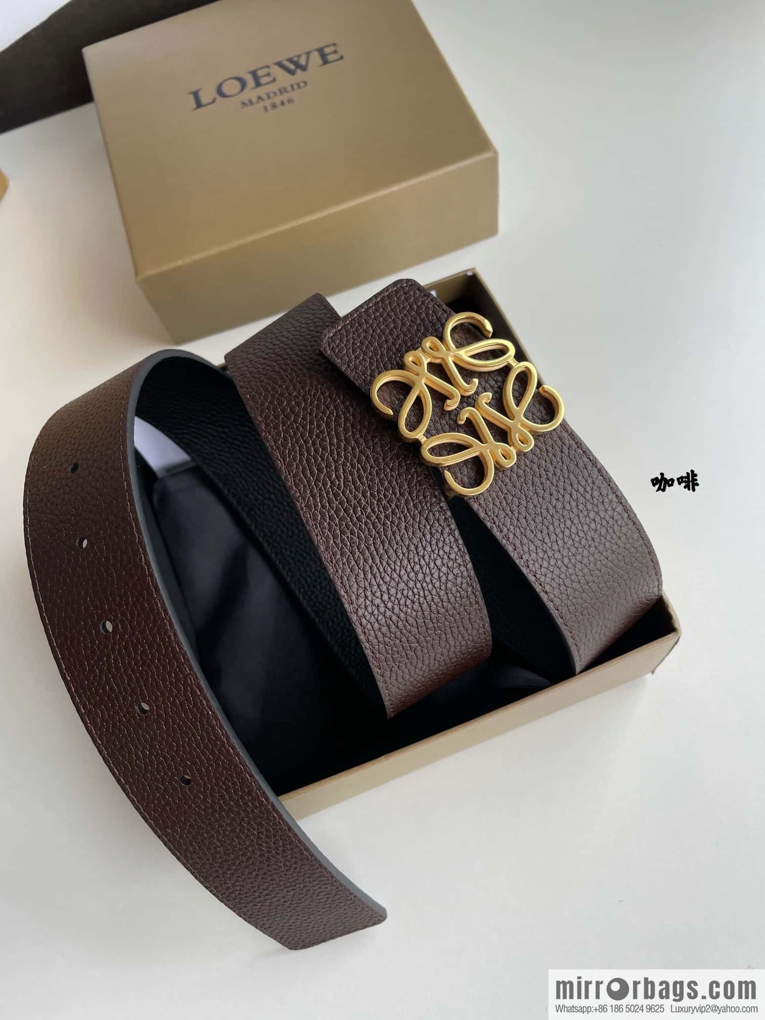 LOEVE Luo Yiwei stainless steel logo pattern metal buckle with the first layer of cowhide double-sided belt 40mm