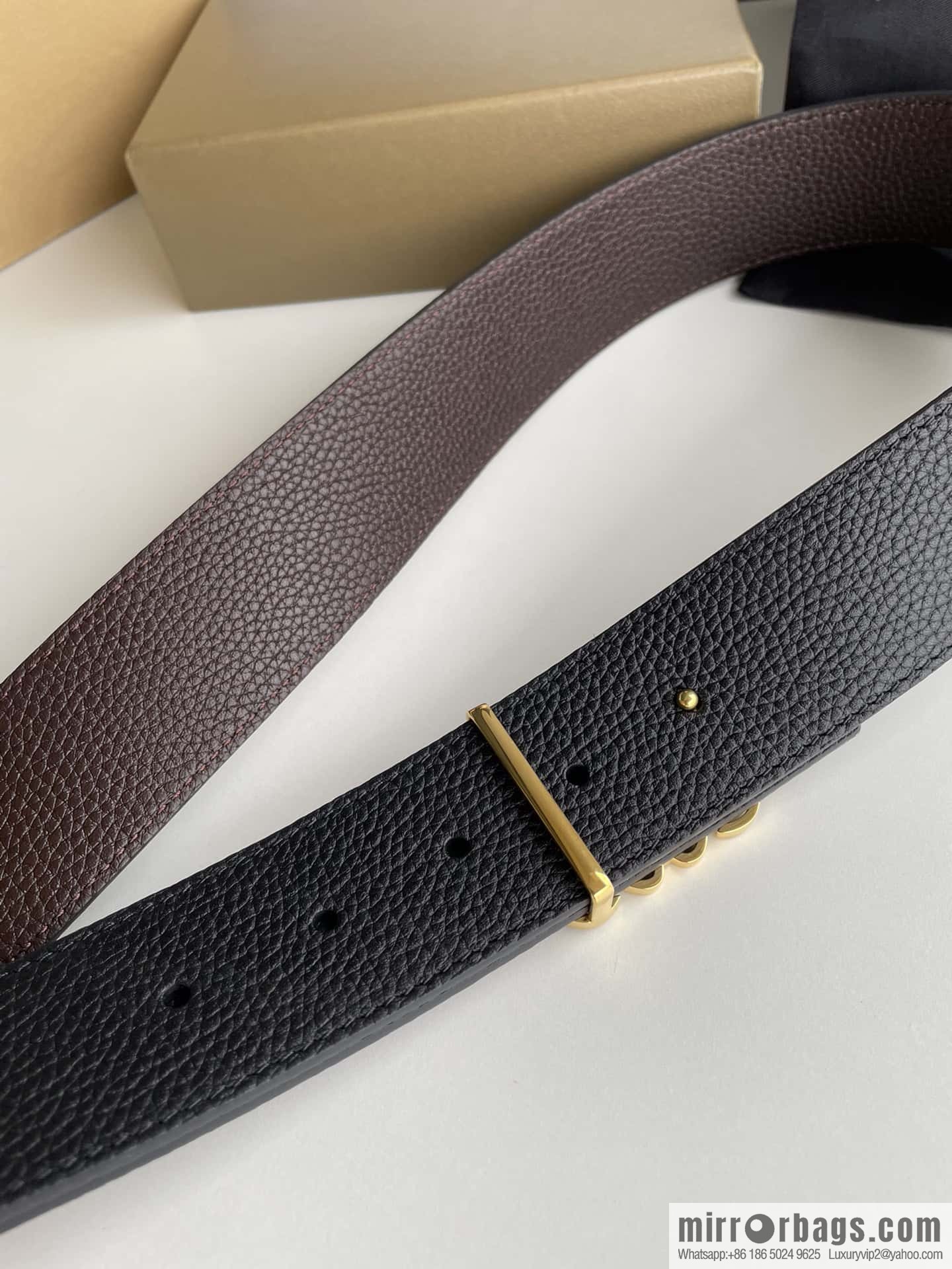 LOEVE Luo Yiwei stainless steel logo pattern metal buckle with the first layer of cowhide double-sided belt 40mm