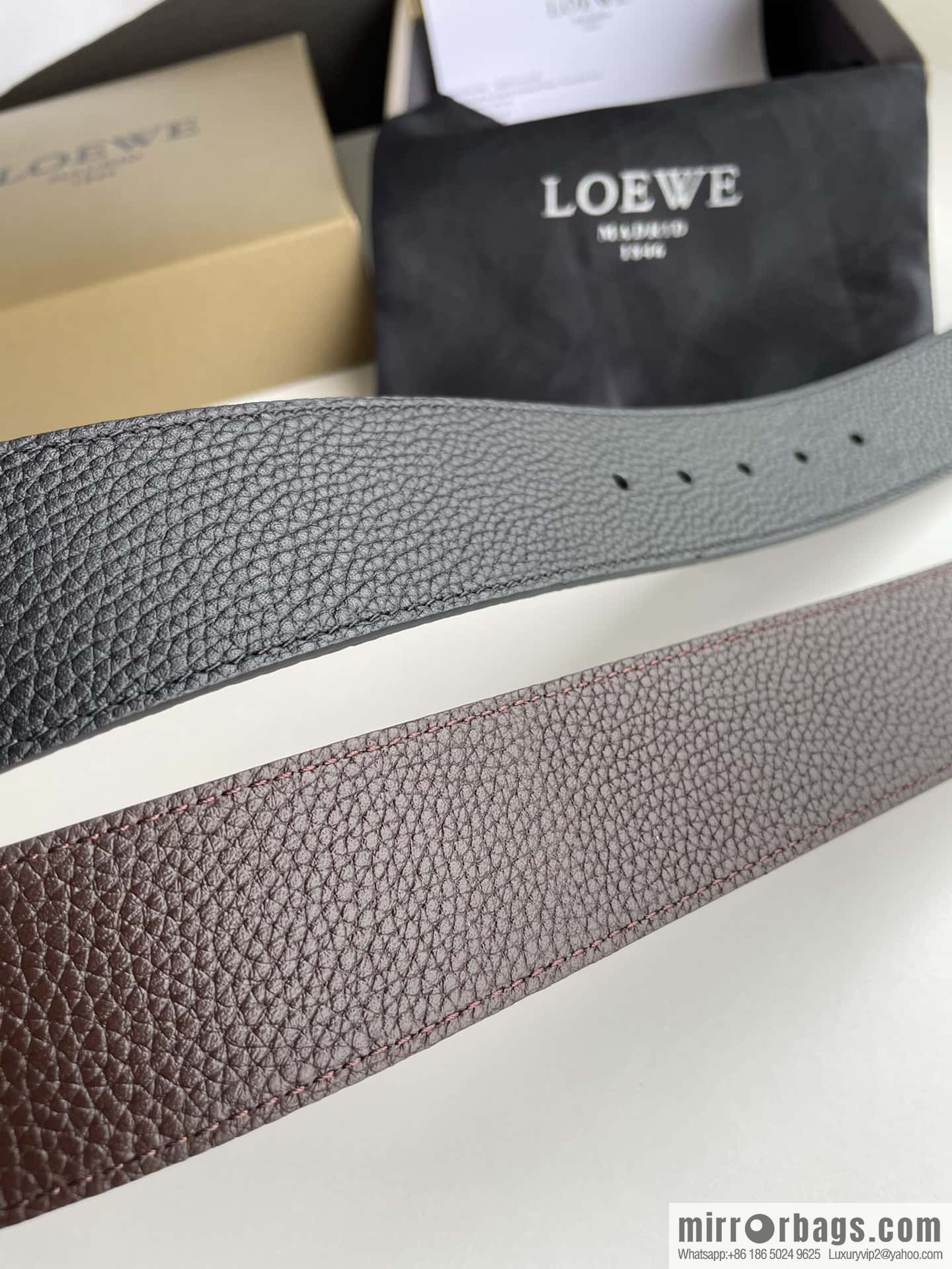 LOEVE Luo Yiwei stainless steel logo pattern metal buckle with the first layer of cowhide double-sided belt 40mm