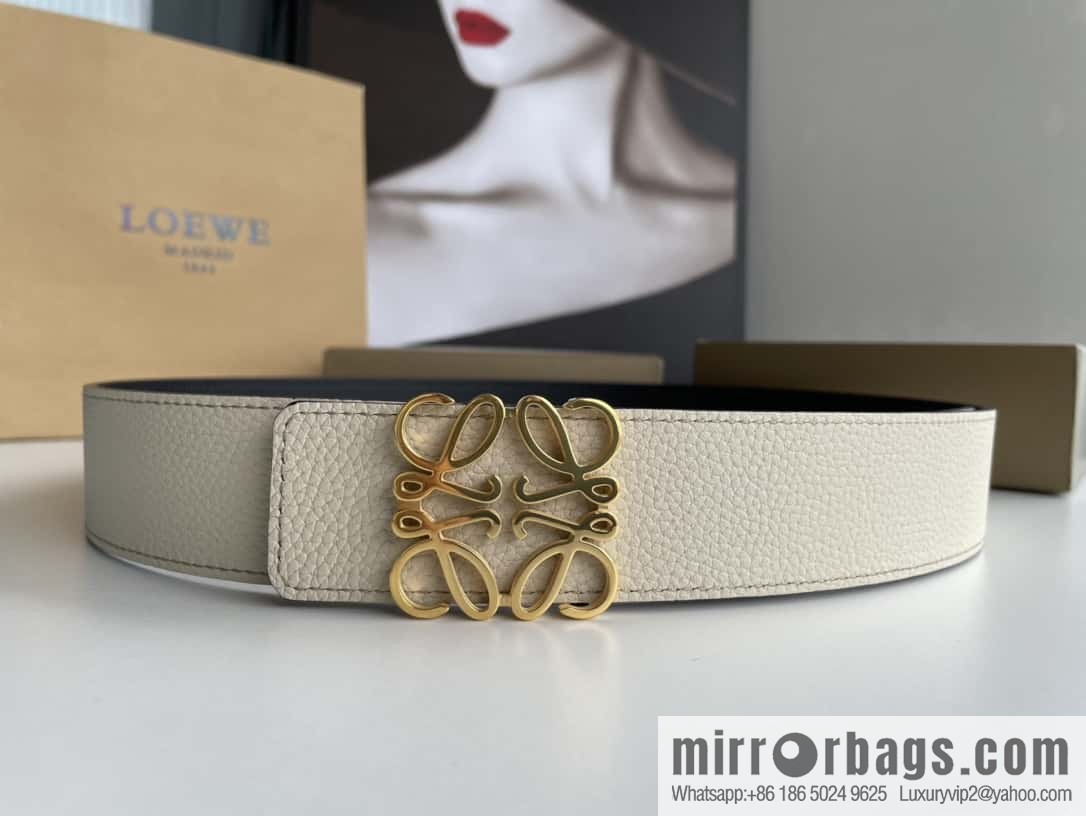 LOEVE Luo Yiwei stainless steel logo pattern metal buckle with the first layer of cowhide double-sided belt 40mm