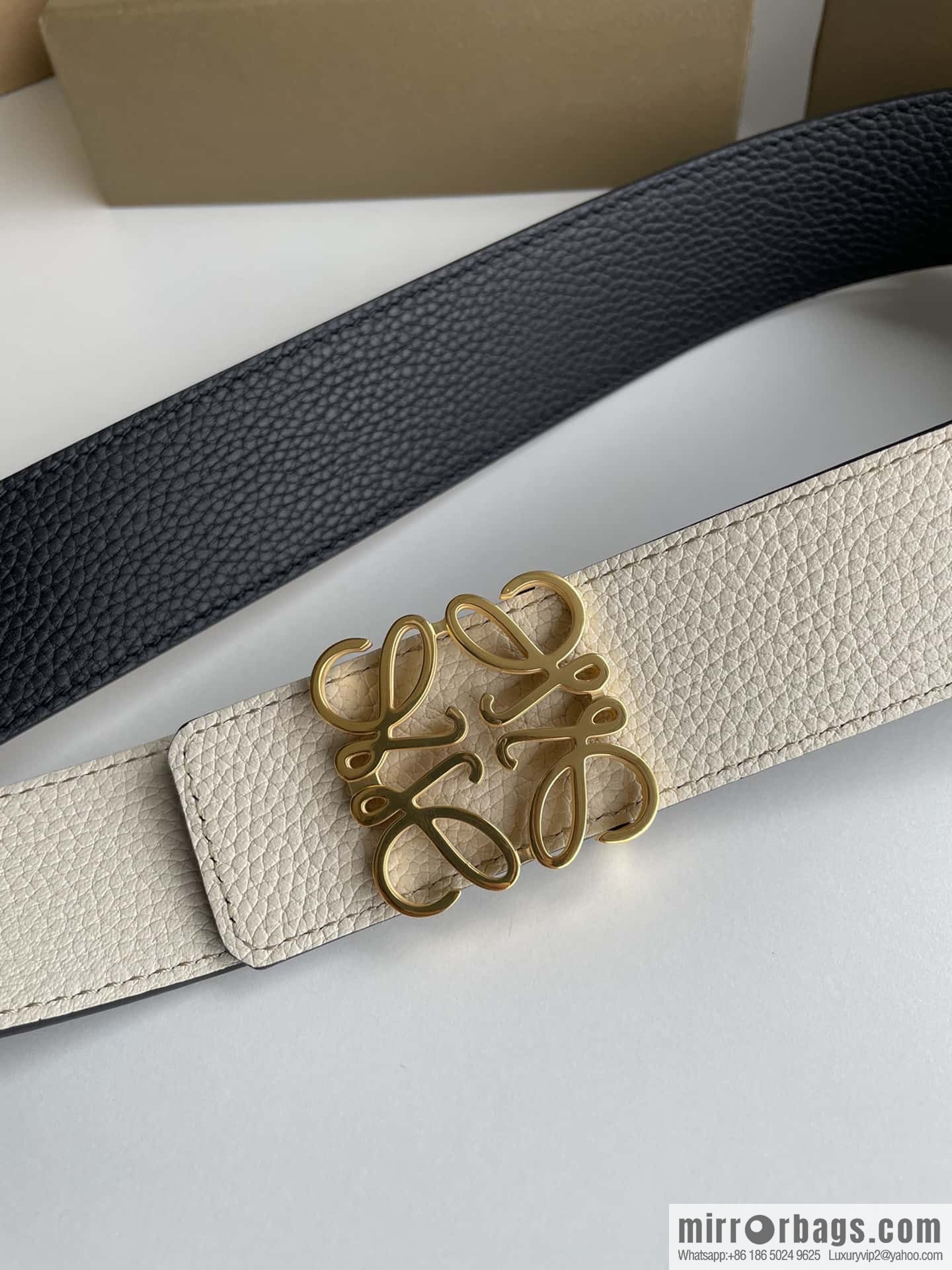 LOEVE Luo Yiwei stainless steel logo pattern metal buckle with the first layer of cowhide double-sided belt 40mm