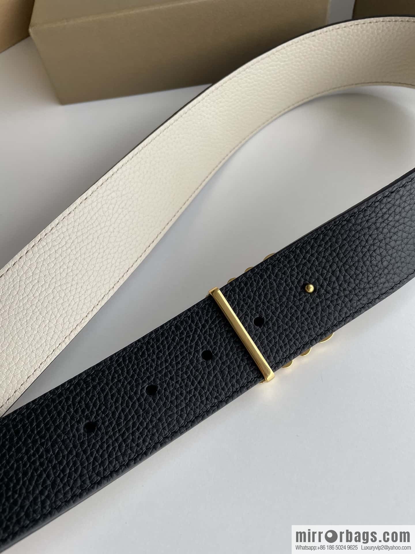 LOEVE Luo Yiwei stainless steel logo pattern metal buckle with the first layer of cowhide double-sided belt 40mm