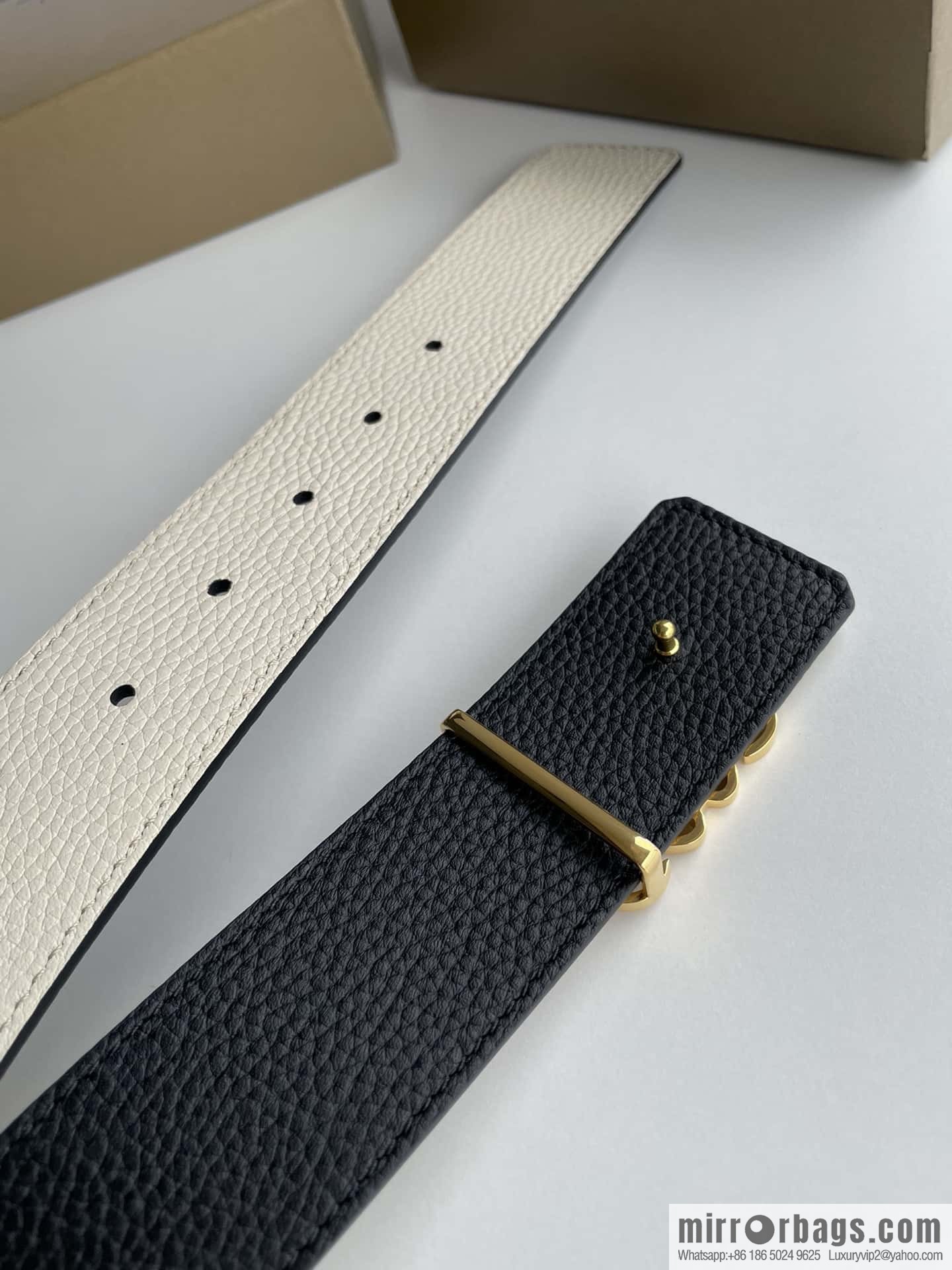 LOEVE Luo Yiwei stainless steel logo pattern metal buckle with the first layer of cowhide double-sided belt 40mm