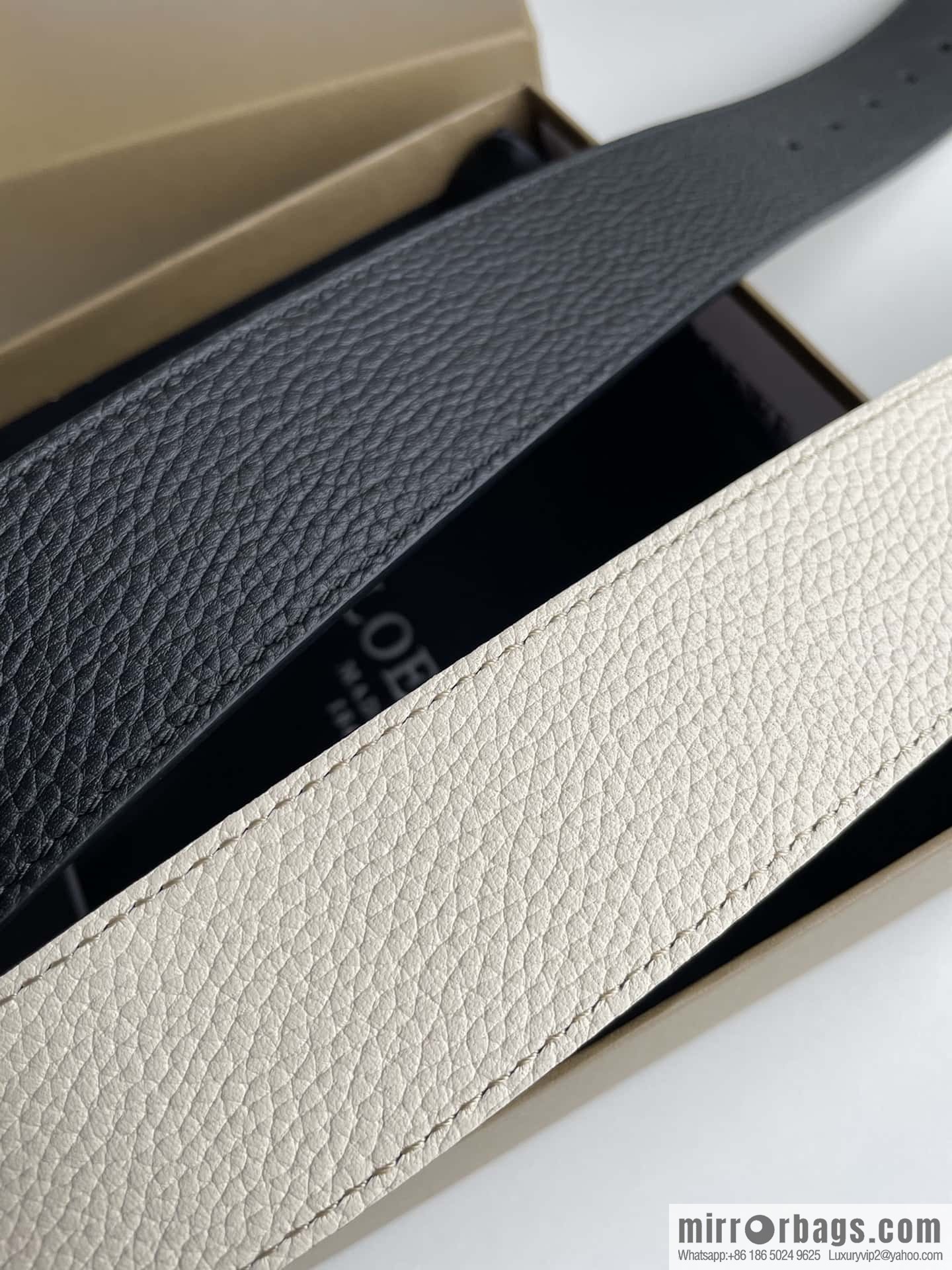 LOEVE Luo Yiwei stainless steel logo pattern metal buckle with the first layer of cowhide double-sided belt 40mm