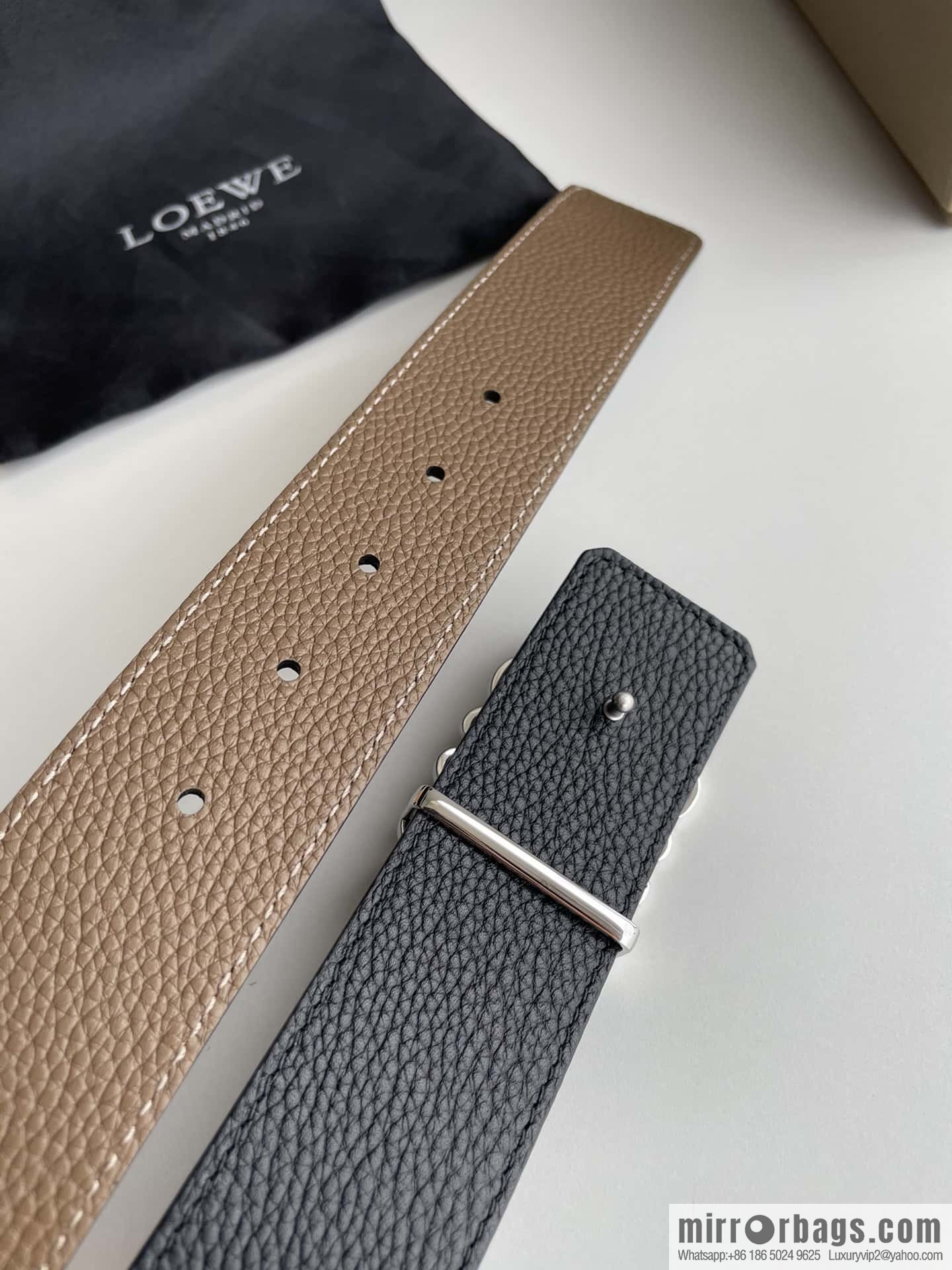 LOEVE Luo Yiwei stainless steel logo pattern metal buckle with the first layer of cowhide double-sided belt 40mm