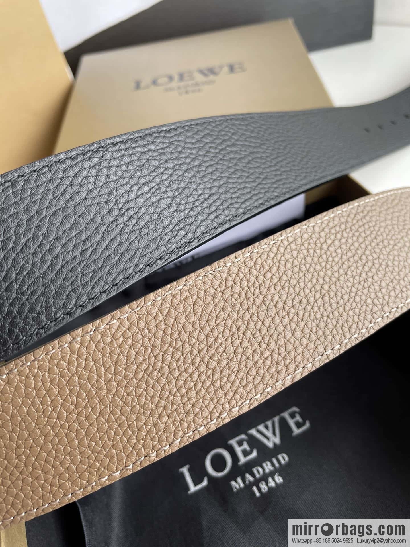 LOEVE Luo Yiwei stainless steel logo pattern metal buckle with the first layer of cowhide double-sided belt 40mm