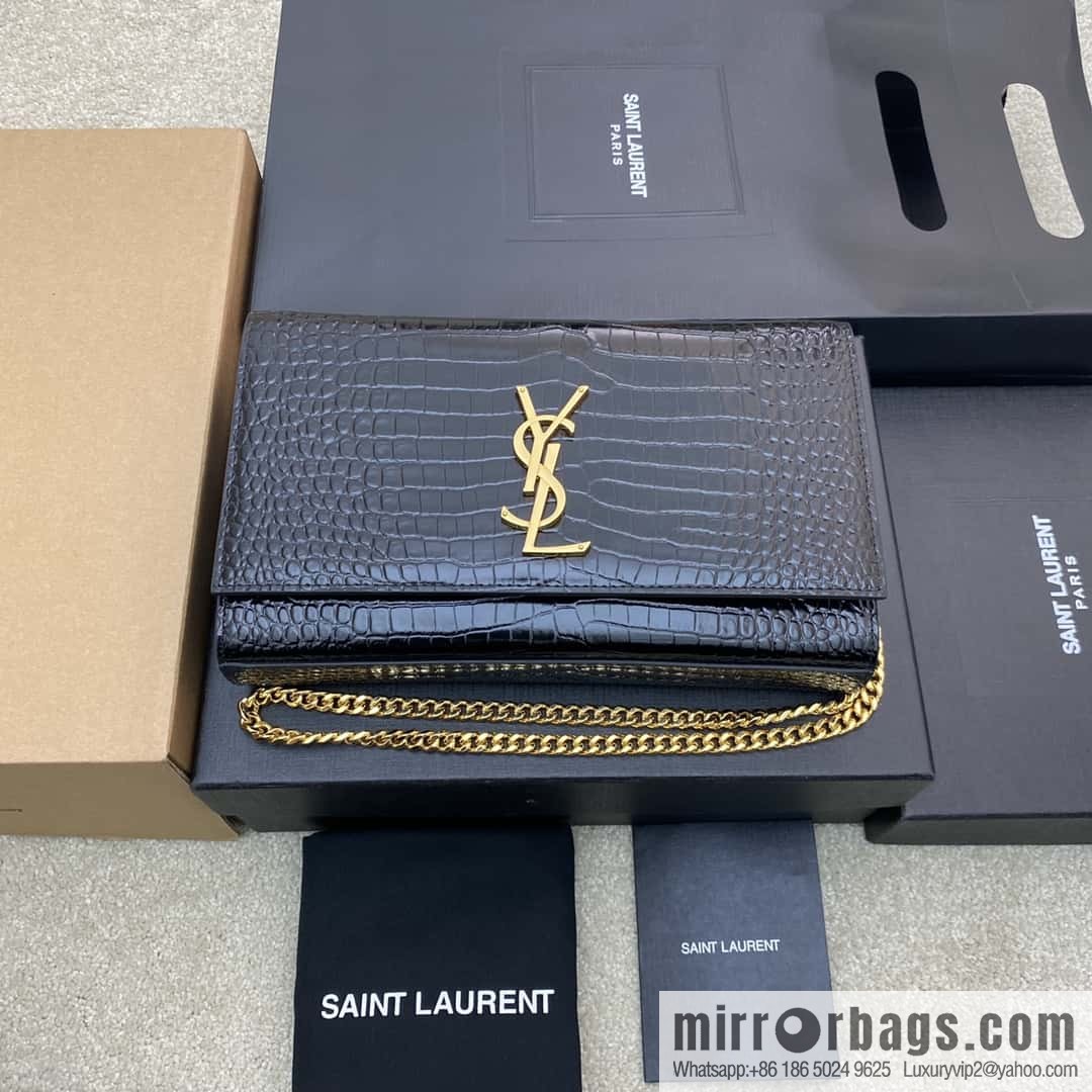 Y's most classic style Kate chain strap crossbody bag black crocodile/gold Model: 354021